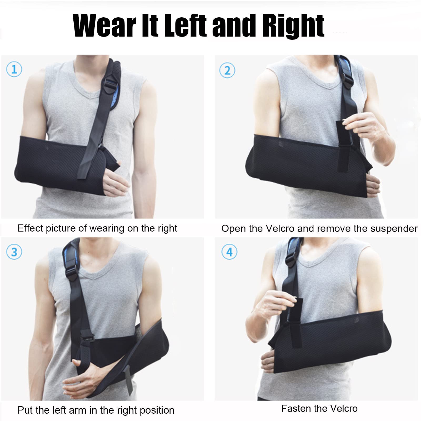 Medical Arm Shoulder Sling with Back Belt - Adjustable Shoulder Immobilizer for Men & Women - Lightweight Arm Support Brace for Shoulder Injuries, Broken or Fractured Arm Recovery - Ideal for Post-Surgery, Sports Injuries & Daily Mobility Support