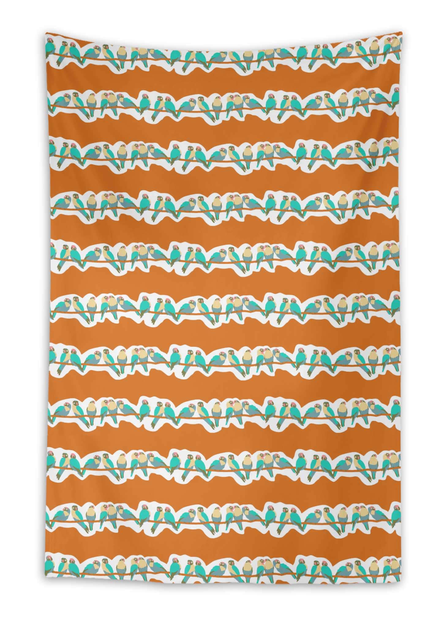 Vibrant Orange Macaw Parrot Wall Hanging Tapestry - 58x92 Inch Indian Boho Decor for Living Room, Bedroom & Dorm | Exotic Bird Printed Fabric Art for Home, Office & Festival Decor