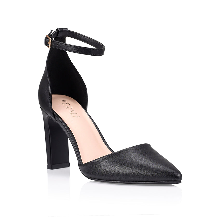 Kitra Women's Closed Toe High Heels - 3 Inch Black Smooth Pumps for Office, Party & Formal Events