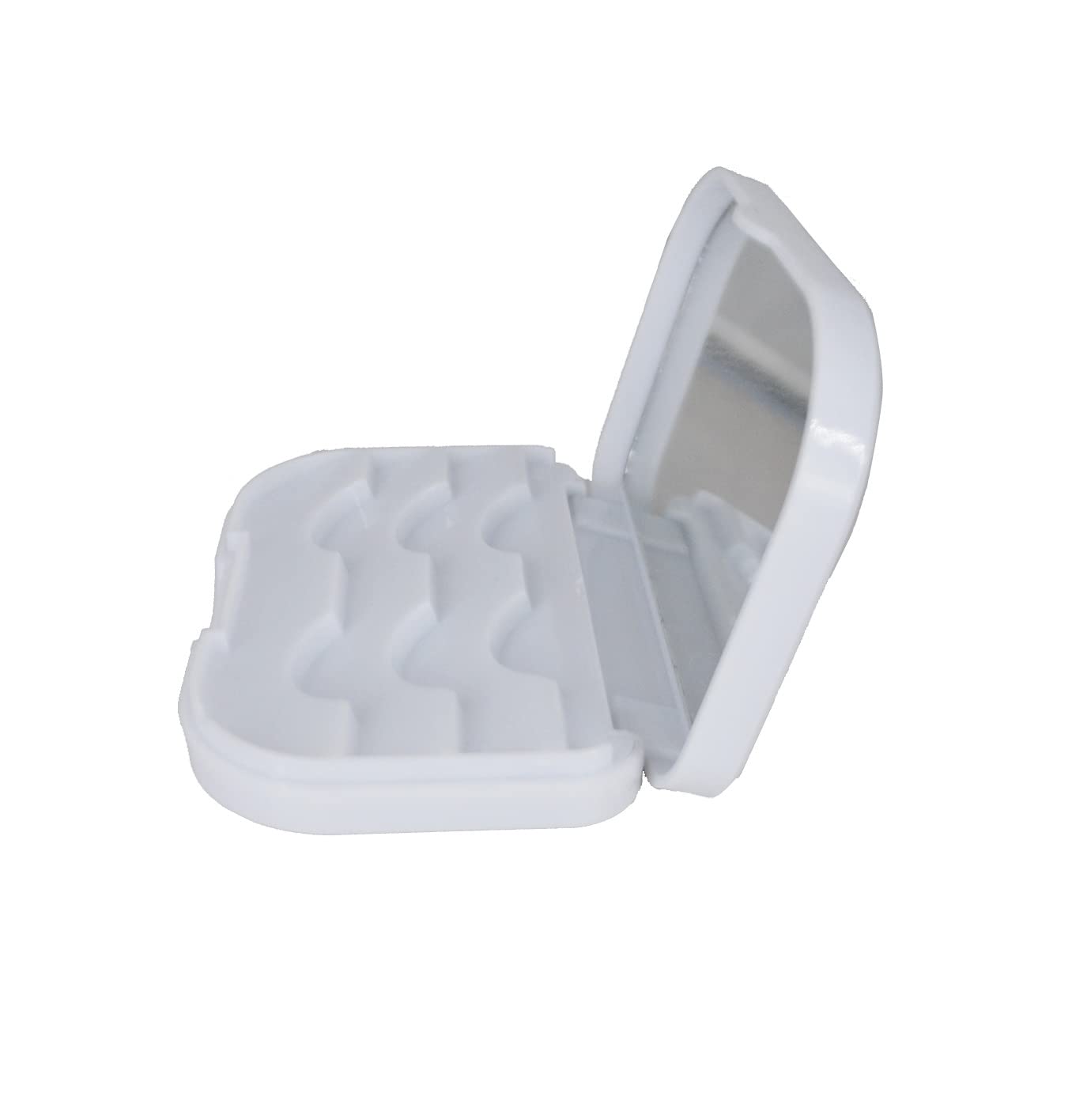 White Pocket Mirror Empty Eyelash Travel Case - 3pcs Plastic Eyelash Storage Box with Mirror for Makeup Artists & Travel (Perfect for Lash Extensions, Salon Use & On-the-Go Organization)