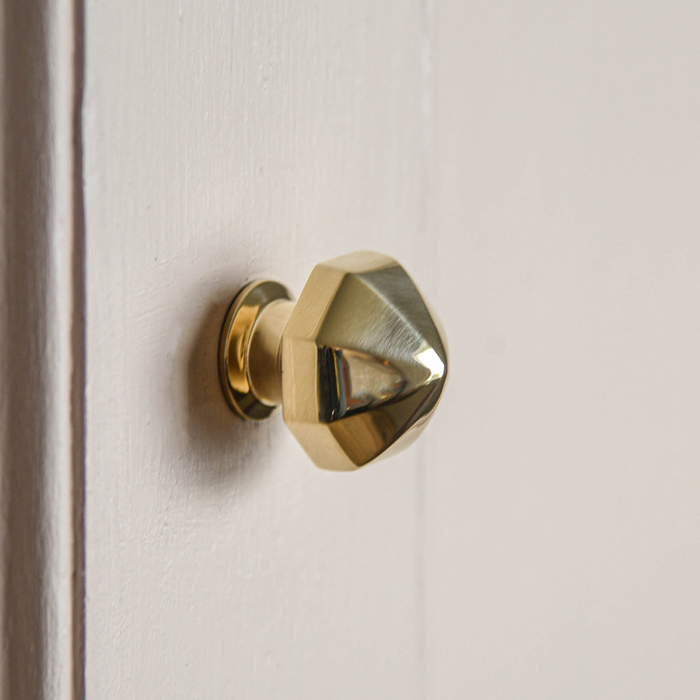 Polished Brass Octagonal Cabinet Knobs - Vintage Style Pointed Pulls for Drawers & Cabinets - Perfect for Kitchen, Bathroom & Furniture Hardware Upgrade