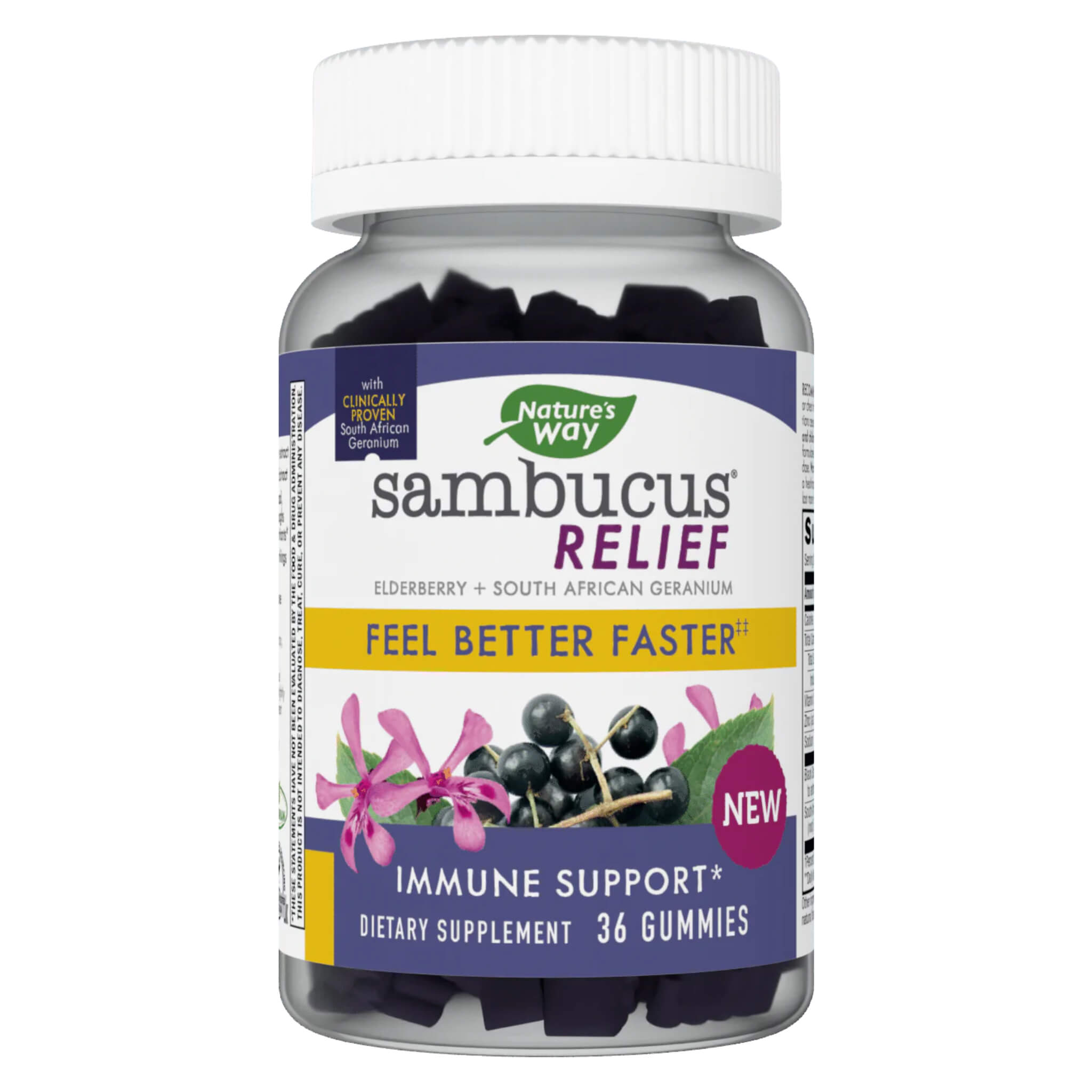 Sambucus Elderberry Gummies for Cold & Flu Relief - Immune Support Supplement for Adults & Kids - Perfect for Travel, School & Daily Wellness