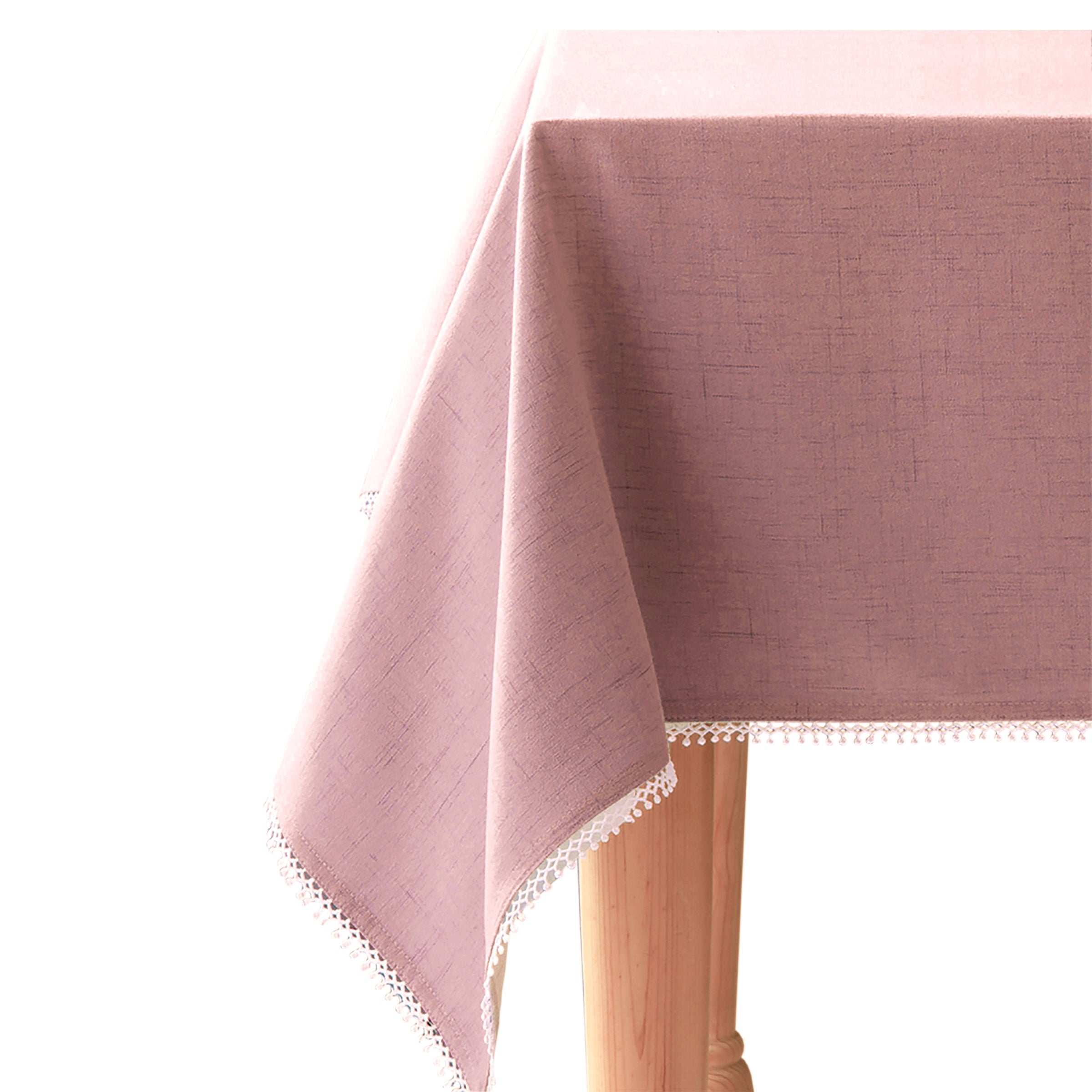 French Perle Blush 60X84 Inch Rectangular Tablecloth - Elegant Linen-Like Textured Table Cover for Dining Room, Wedding, Party & Special Occasions