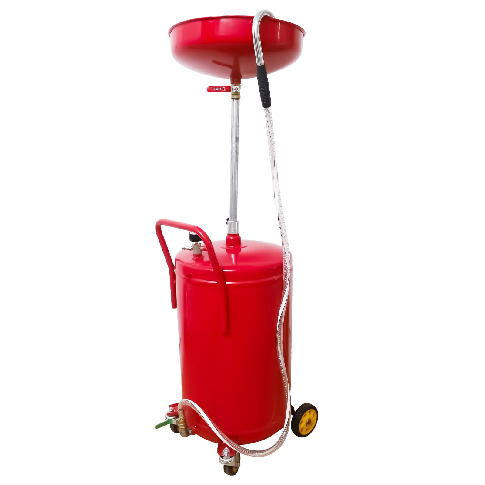 20 Gallon Portable Oil Drain Container - Heavy Duty Waste Oil Drain Tank with Wheels for Easy Transport | Air Operated Drainer for Quick Oil Changes | Adjustable Height Fluid Disposal System | Ideal for Auto Shops, DIY Mechanics & Fleet Maintenance