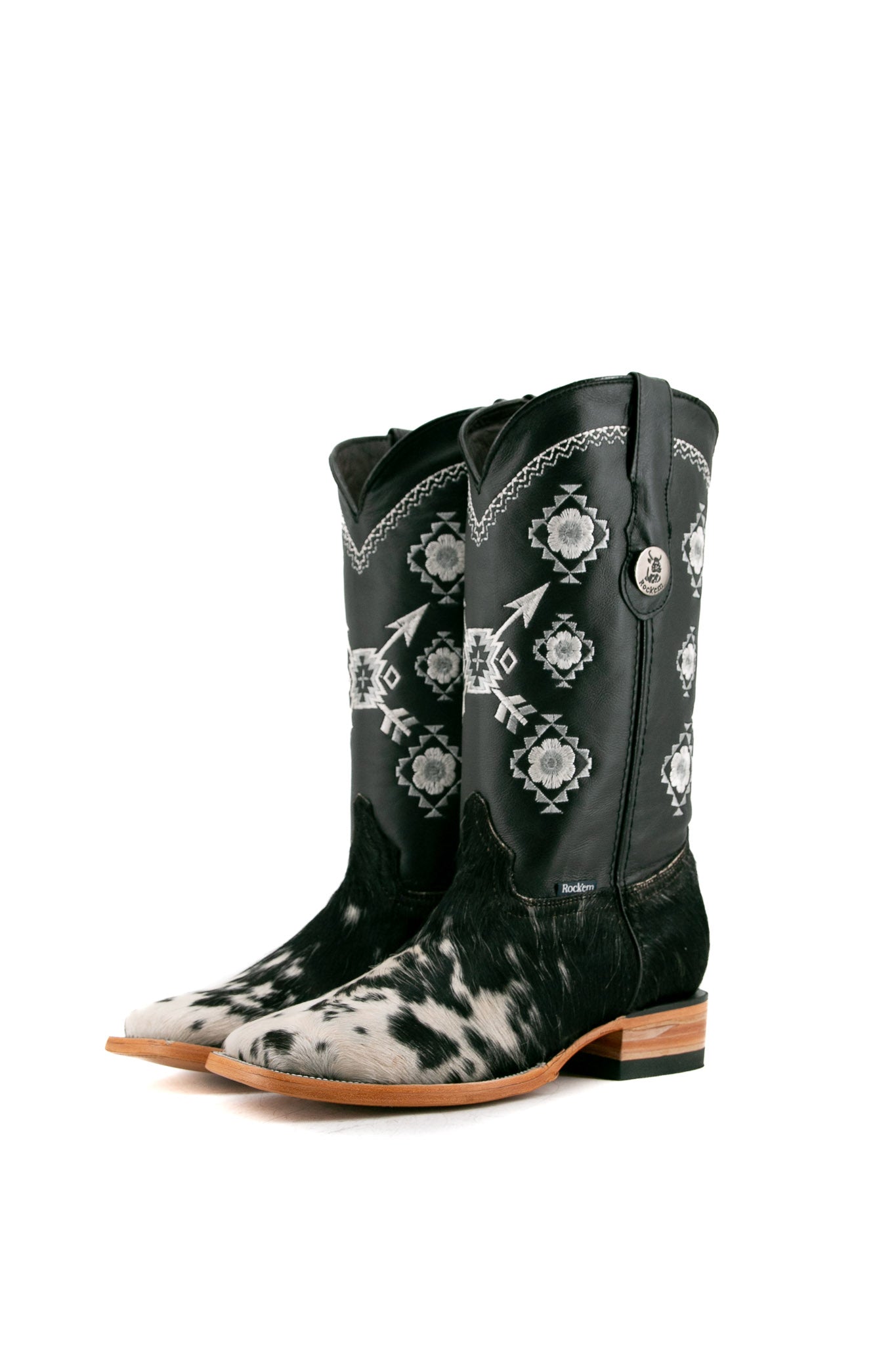 Women's Square Toe Cowhide Cowgirl Boots - Size 10 Western Ankle Boots for Women | Perfect for Country Dancing, Rodeo Events & Casual Wear
