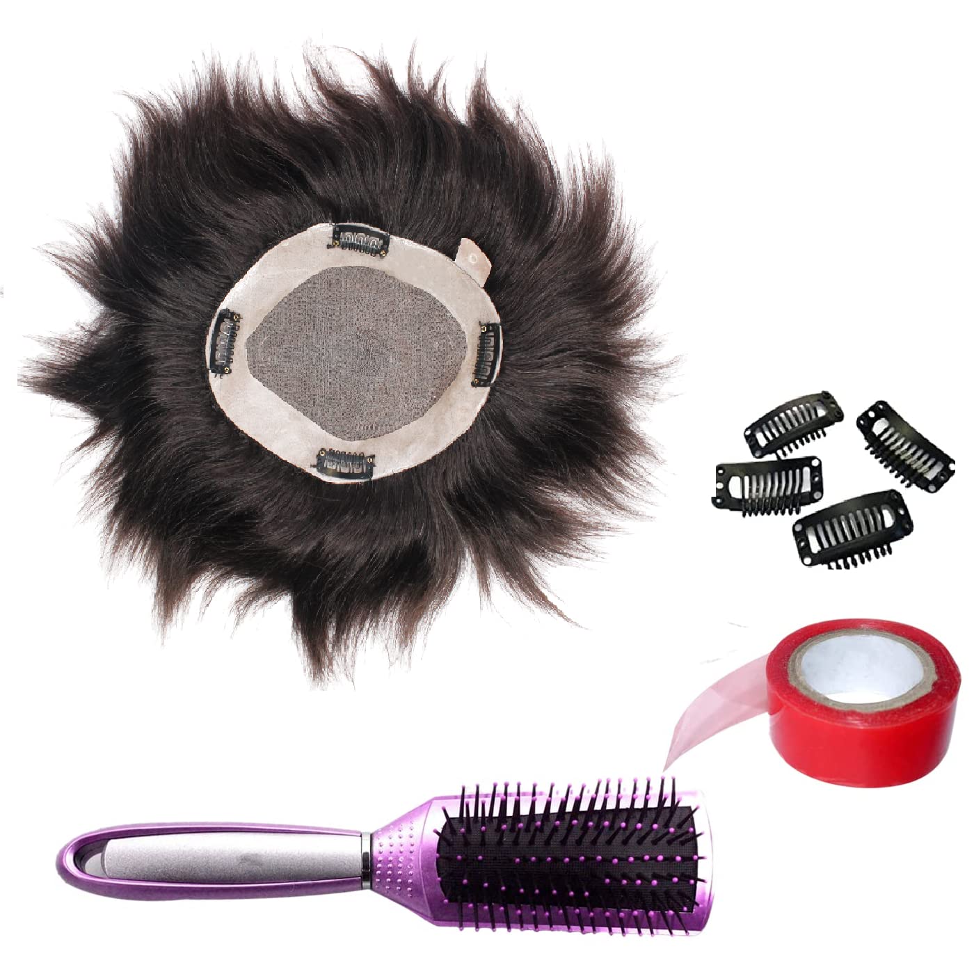 Majik Natural Looking Full Head Toupee for Men - 9x6 Brown Human Hair Wig with Free Brush, Tape & Clips - Perfect for Daily Wear, Hair Loss Solutions & Confidence Boosting