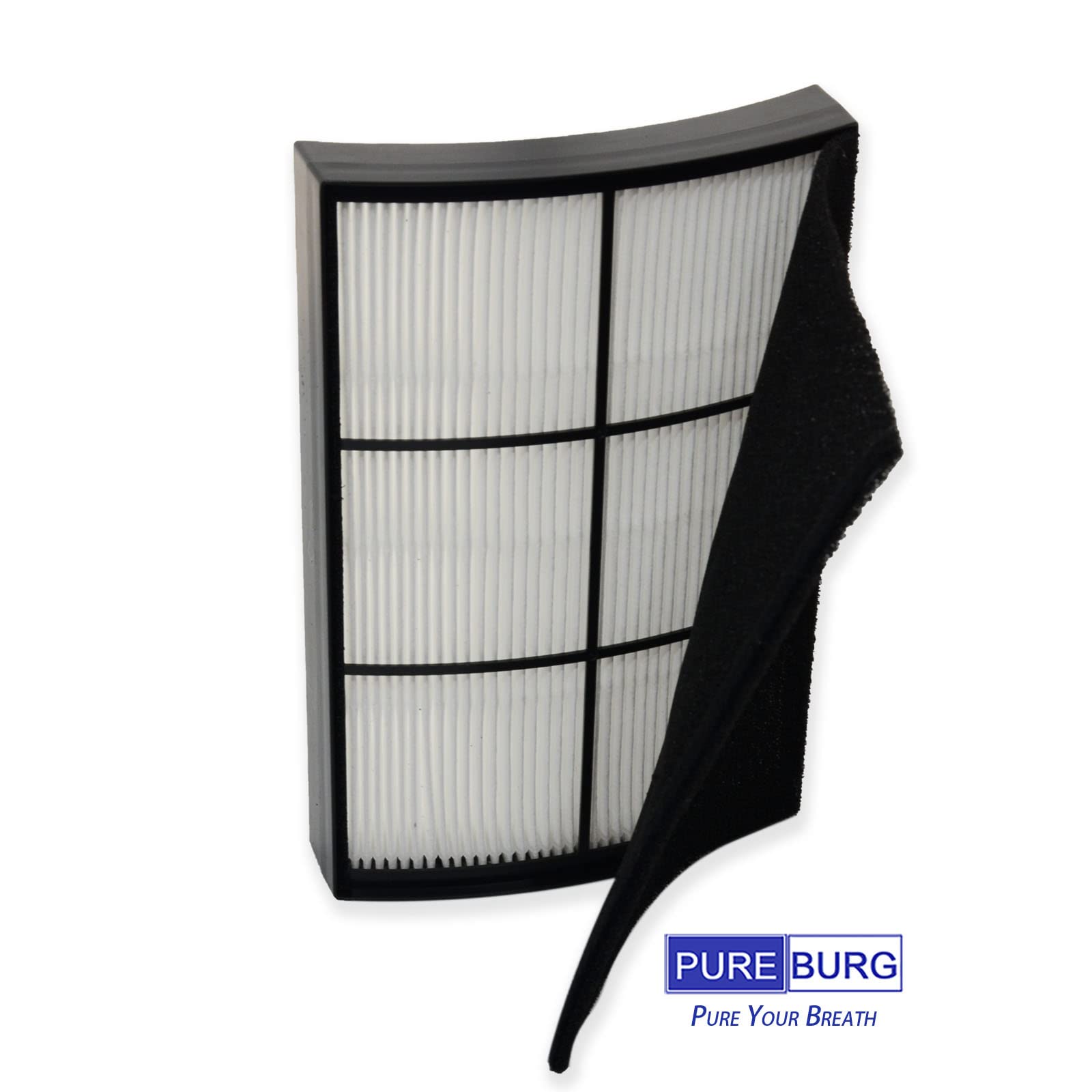 PUREBURG PECOMFIL H13 HEPA Air Purifier Replacement Filter Kit (2-Pack) - Compatible with PureZone Breeze Tabletop Air Purifier PECOMPAP - Includes 4 Activated Carbon Pre-Filters for Home, Office & Bedroom Air Purification