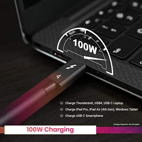 CalDigit Thunderbolt 4 Cable 2m (6.56ft) - 40Gbps High-Speed Data Transfer & 100W Power Delivery, Active Thunderbolt 4/USB4 Cable Compatible with MacBook Pro, iMac, iPhone 15, Thunderbolt 3 & USB-C Devices - Perfect for 4K Video Editing, Fast Charging & High-Performance Data Transfer