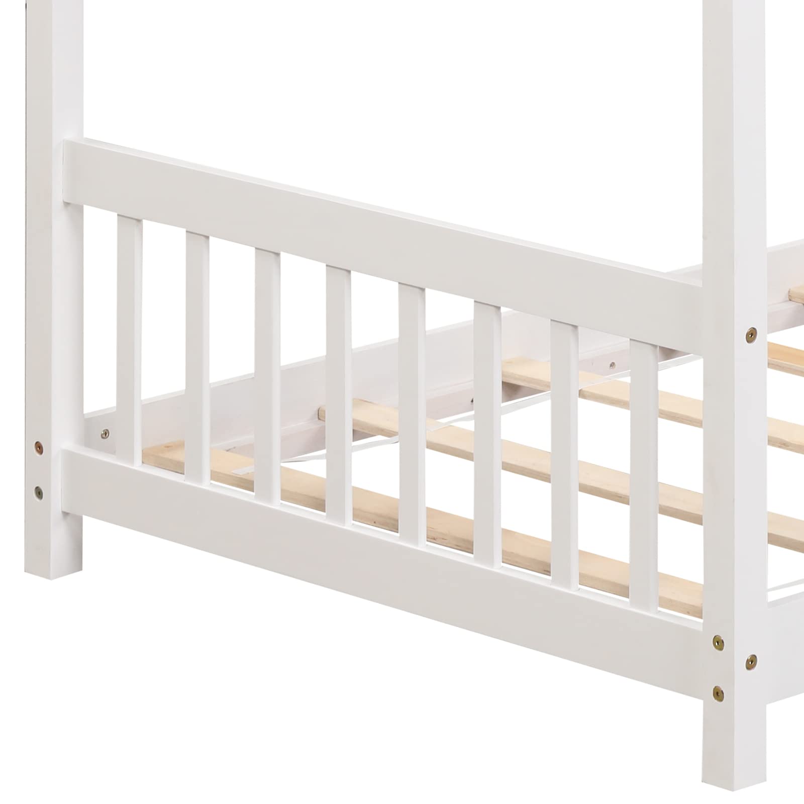**Giantex Solid Wood Twin House Bed with Roof - Low Floor Kids Bed Frame for Toddlers, Teens, Boys & Girls - No Box Spring Needed - White - Perfect for Nursery, Playroom & Cozy Bedroom Decor**