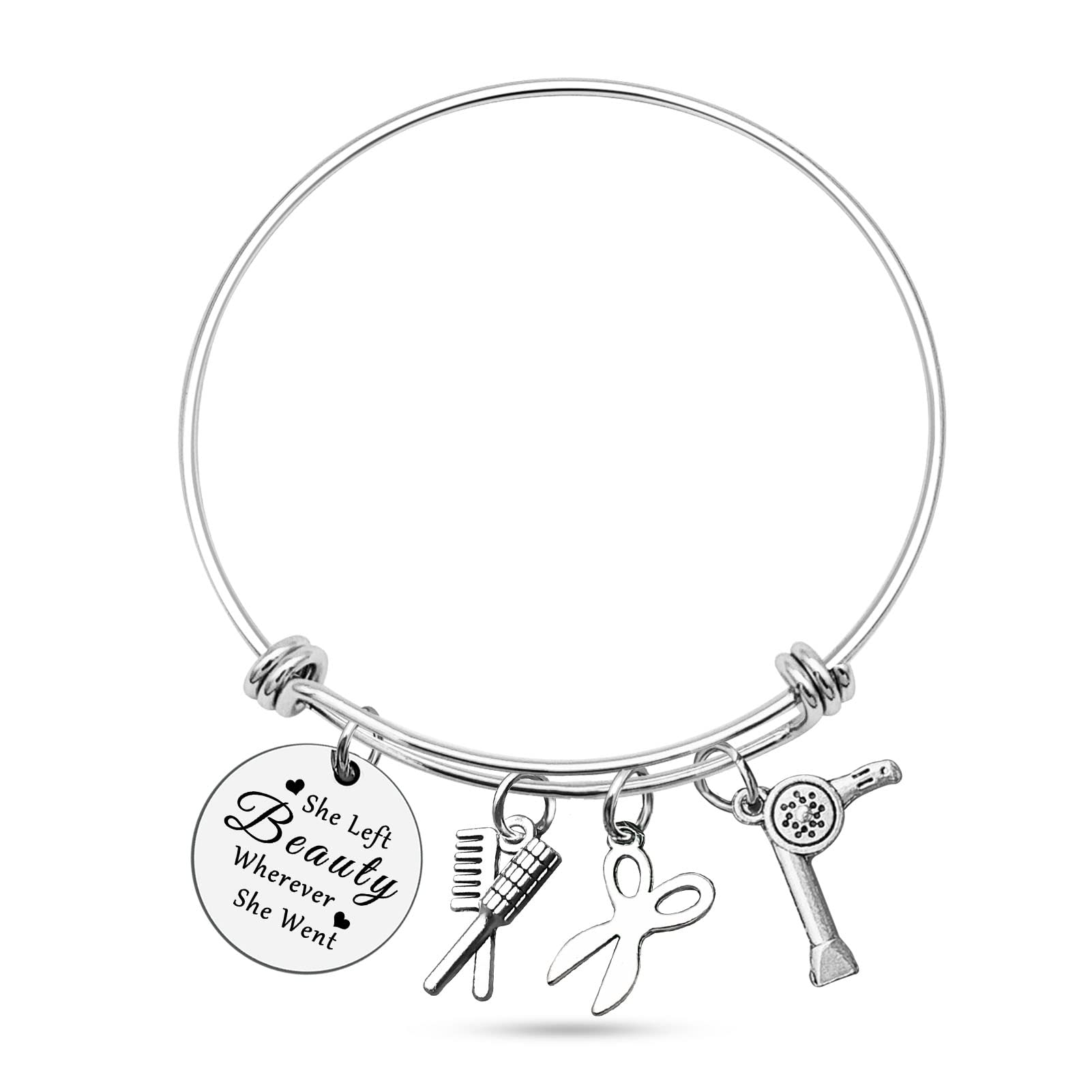 Professional Hair Stylist Bracelet - Scissor & Comb Bangle with Hair Dryer Charm - Fashionable Jewelry Gift for Hairdressers & Graduates | Salon Accessories, Stylist Appreciation Gift, Beauty School Graduation Present