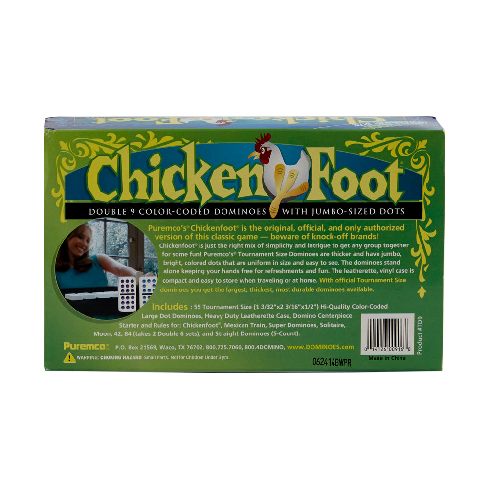 Premium Double 9 Color Dot Dominoes Set - ChickenFoot Tournament Size (55 Pieces) - Classic Family Game for Parties, Camping & Game Nights