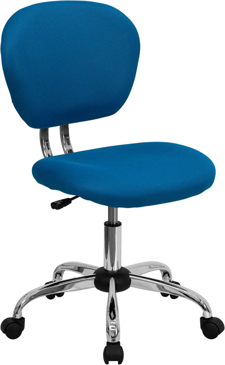 FLASH Beverly Mid Back Black Mesh Office Chair with Padded Seat, Swivel & Adjustable Height, Chrome Base & Arms - Ergonomic Desk Chair for Home & Office Workspace