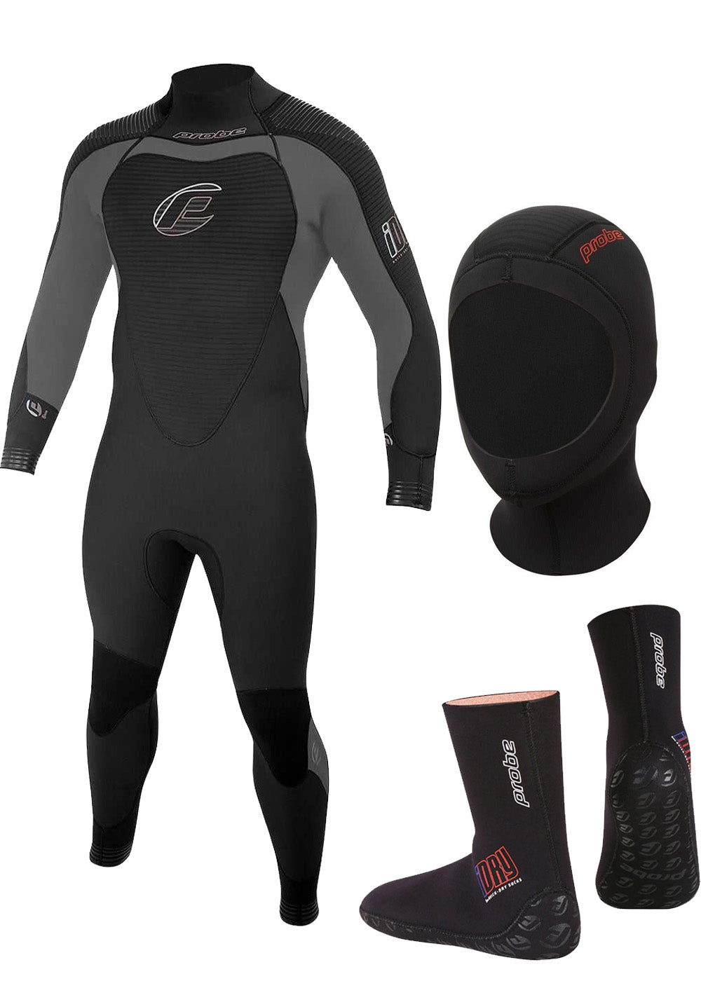 Men's IDRY 5mm Neoprene Wetsuit with Hood & Socks Combo - Thermal Protection for Scuba Diving, Surfing & Cold Water Sports