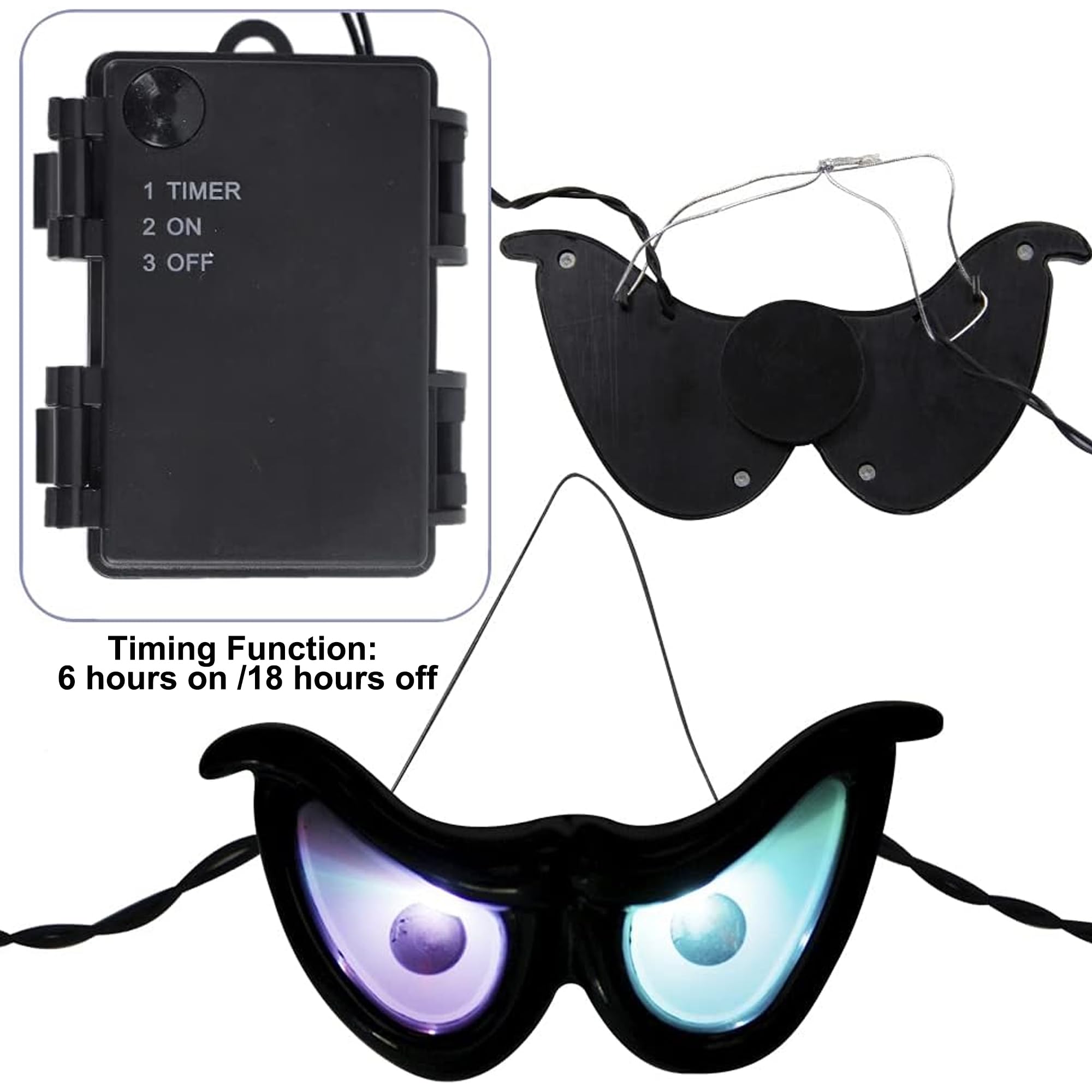 Yofit Halloween Eyes Lights - 5 Pairs Glowing Eyeball Decorations with Hanging Rope, Spooky String Lights for Outdoor Indoor Halloween Decor - Perfect for Bushes, Trees, Walls, Windows, Parties and Haunted Houses