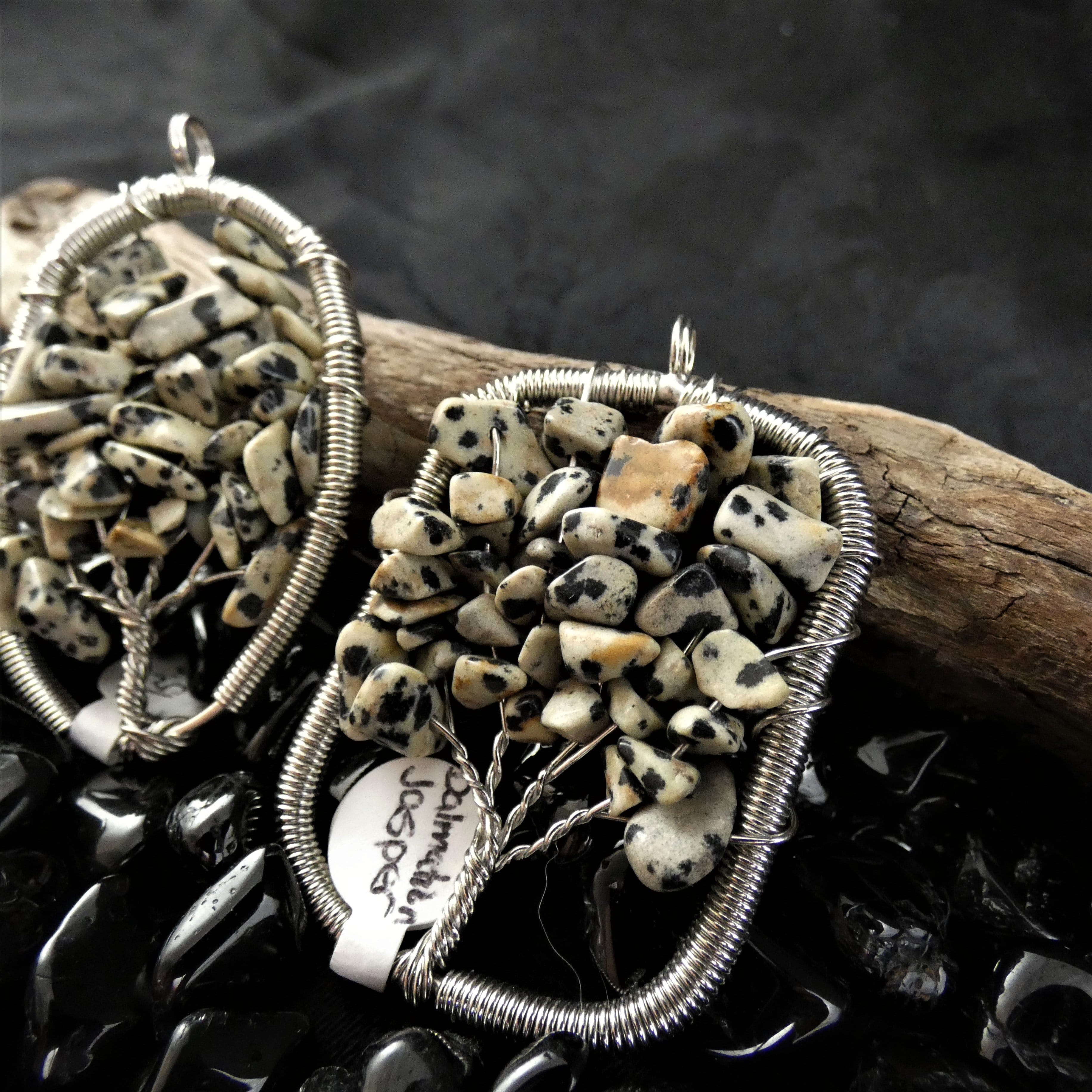 Natural Dalmation Jasper Tree of Life Pendant Necklace - Healing Crystal Jewelry for Women, Spiritual Gift for Meditation & Energy Protection