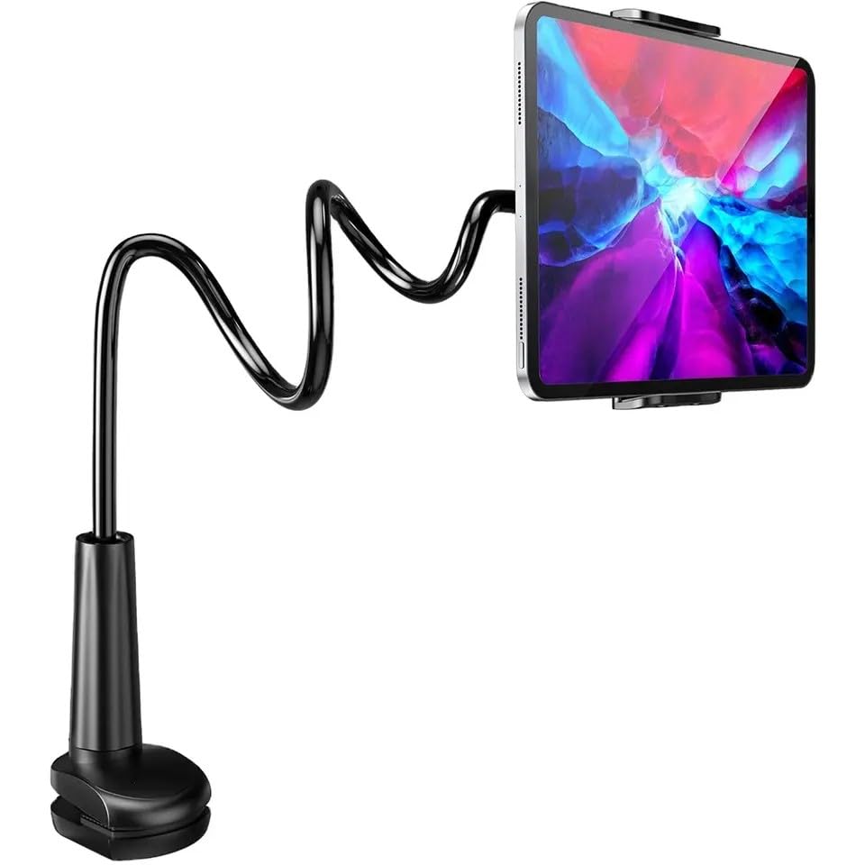 360° Rotatable Adjustable Tablet Stand Holder for Bed - Flexible Gooseneck Mount Compatible with iPad Pro/Air/Mini, Samsung Galaxy Tab, Nintendo Switch & Kindle (4.7
