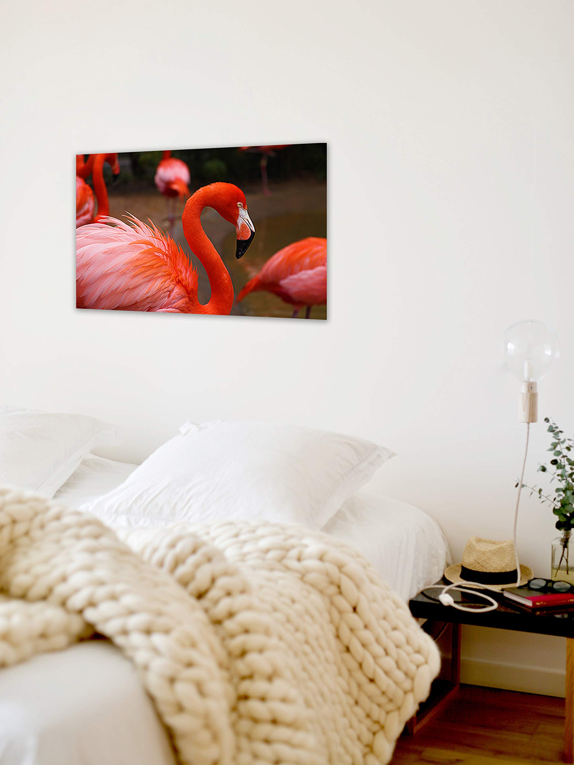 Flamingo Wall Art Print - 8x12 Inch Tropical Flamingo Poster for Girls Room Decor, Dining Room & Nursery - Vibrant Pink Flamingo Picture for Beach Themed Bedroom, Bathroom or Office Wall Decor