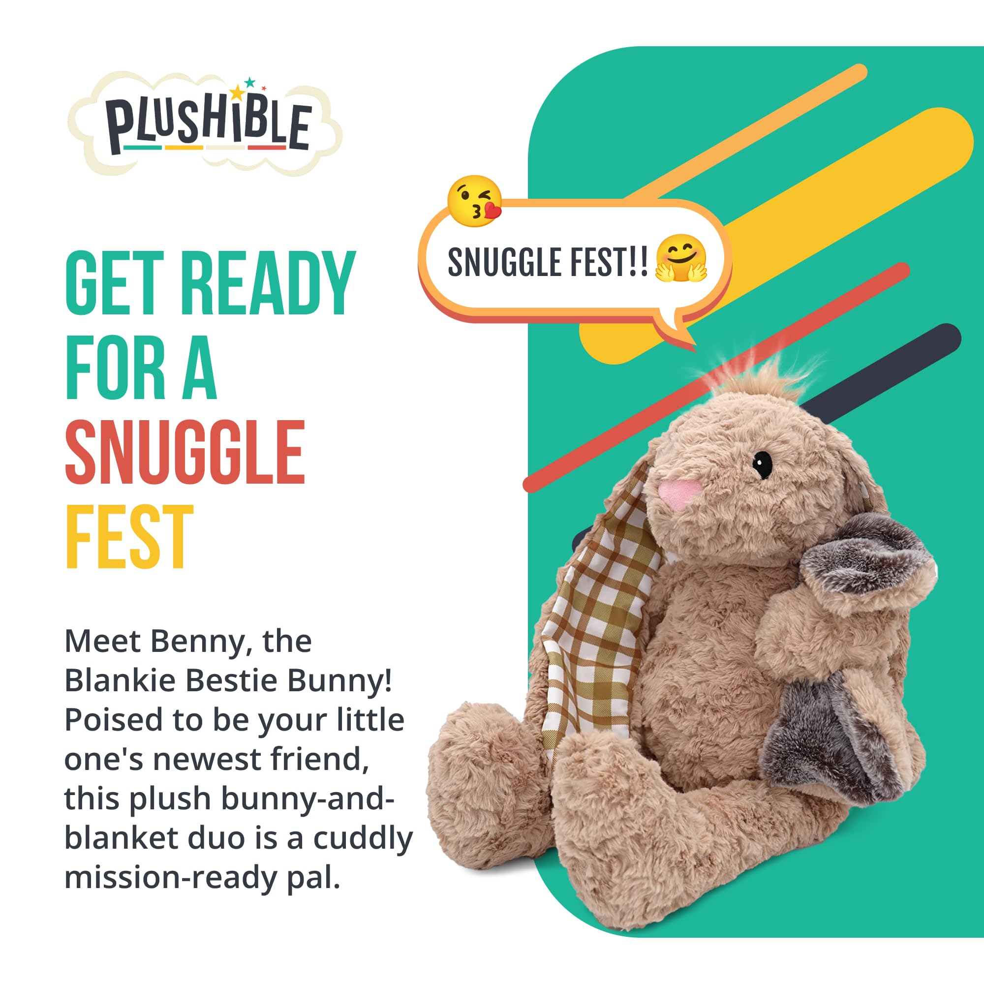 Benny Bunny Blankie Bestie - 2-in-1 Stuffed Animal & Blanket | Ultra Soft Sensory Plush Toy for Babies, Toddlers & Kids | Perfect Baby Shower Gift & Comfort Blanket for Boys & Girls (Beige) - Ideal for Bedtime, Travel & Sensory Play