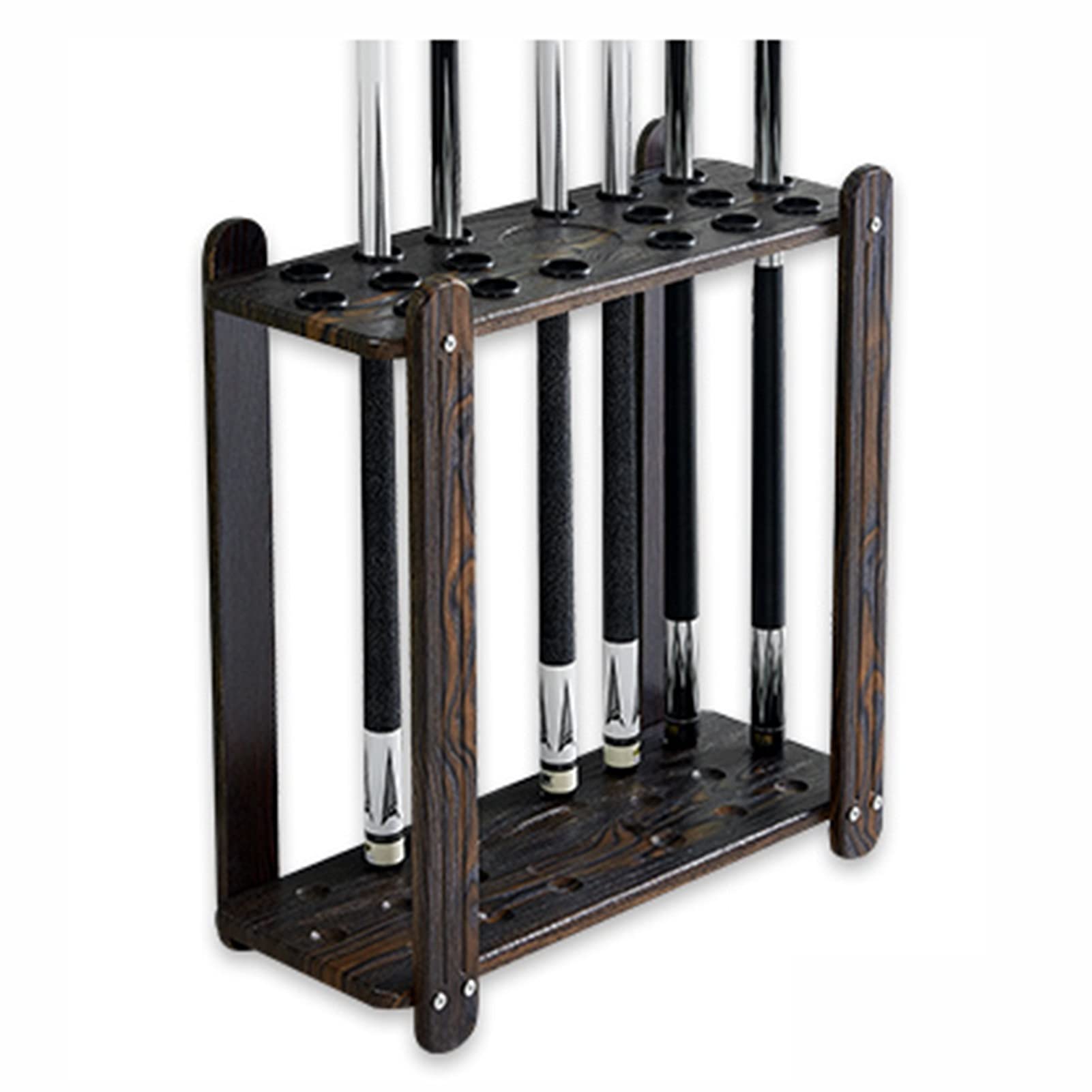 Premium Wooden Pool Cue Holder - 18-Slot Billiard Stick Organizer & Fishing Rod Rack - Durable Floor Stand for Pool Halls, Game Rooms & Home Bars (Perfect for Cue Storage and Rod Organization)