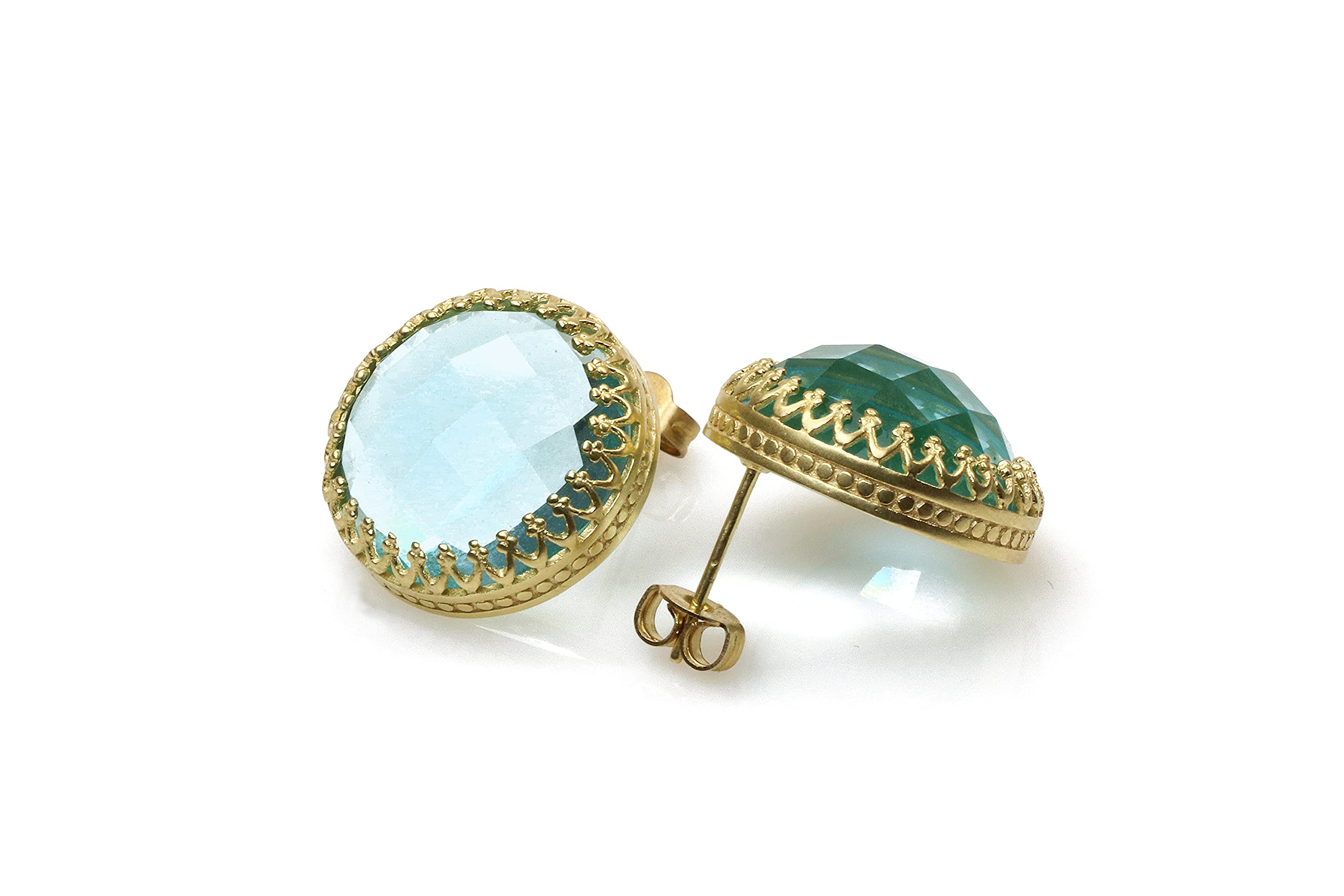 14K Gold Anemone Statement Earrings with Topaz - November Birthstone Jewelry for Women, Elegant Fashion Earrings in Gift Box - Perfect for Birthdays, Anniversaries & Special Occasions