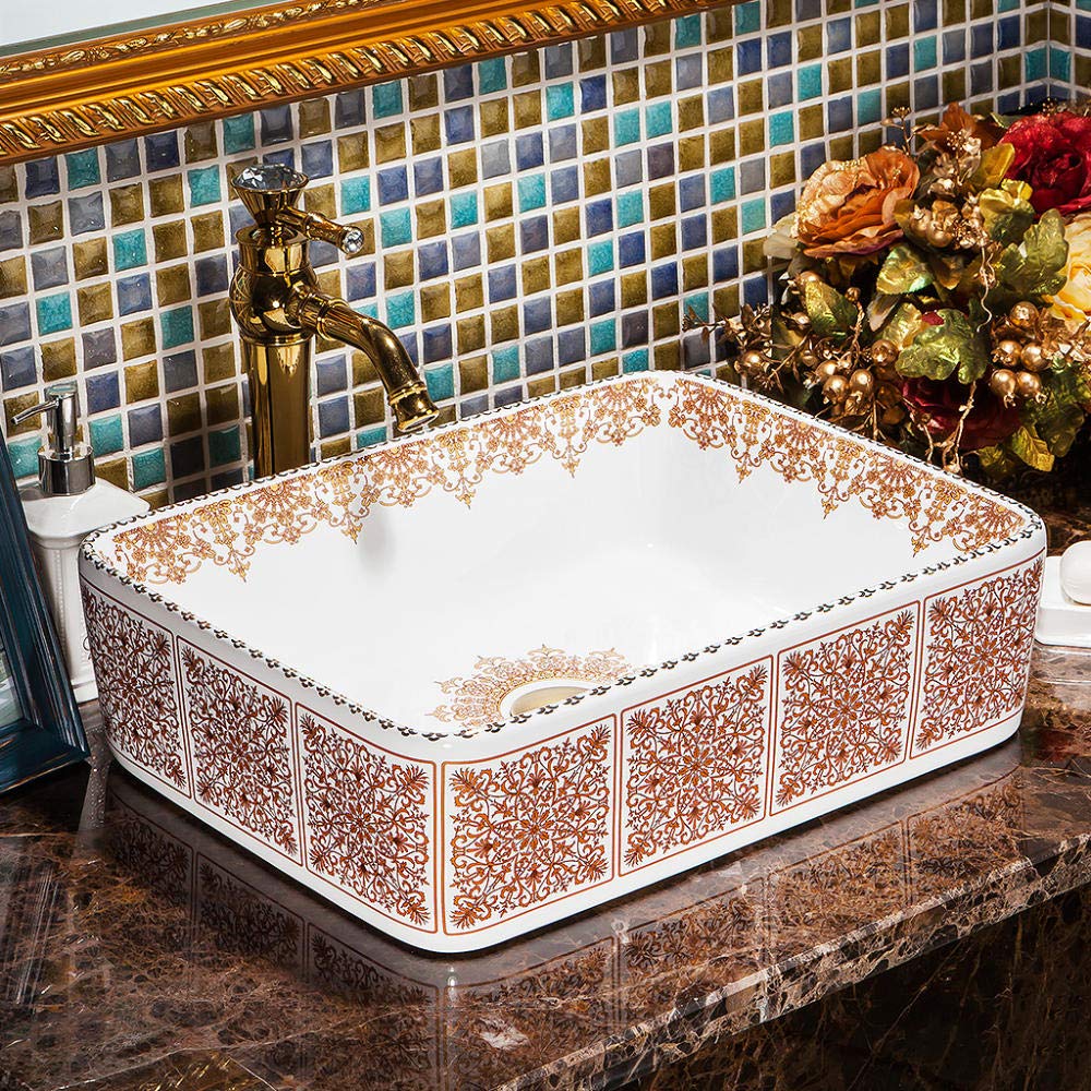 Premium Ceramic Vessel Sink - Modern Rectangular Countertop Bathroom Basin for Vanity & Wardrobe | Artful Wash Basin for Contemporary Bathrooms, Powder Rooms & Luxury Home Decor