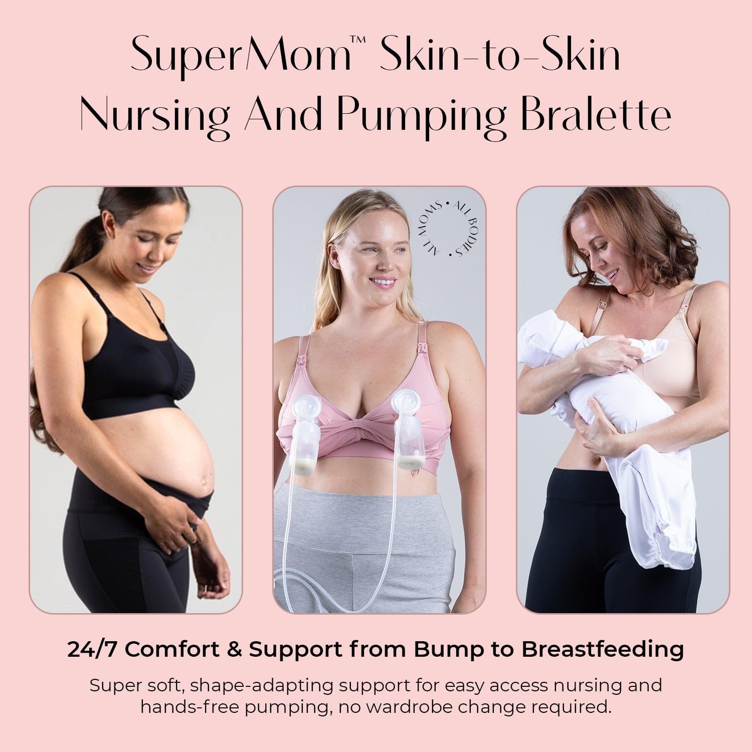 Supermom Hands Free Pumping & Nursing Bra - Comfortable Maternity Bra for Breastfeeding Women - Perfect for Work, Travel & Daily Use