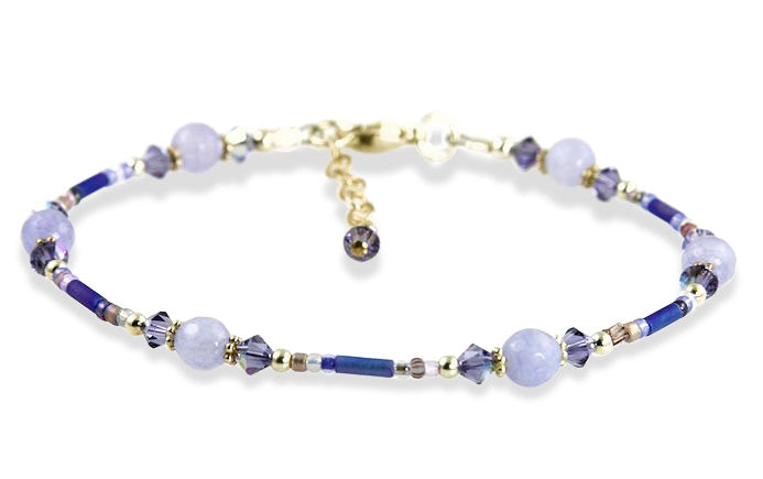 Exquisite Tanzanite Crystal Jade Beaded Anklet Bracelet for Women | Handmade Bohemian Jewelry | Perfect for Beach, Festival & Summer Outfits