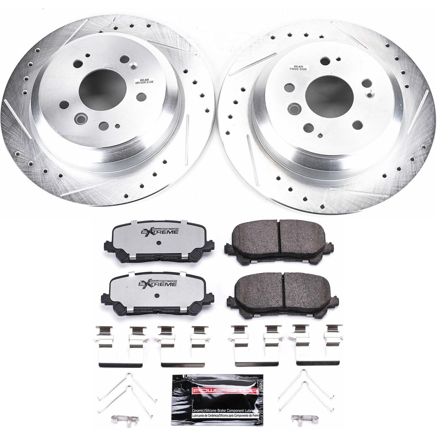 Power Stop K7727-36 Rear Z36 Truck & Tow Brake Kit - Carbon Fiber Ceramic Brake Pads with Drilled & Slotted Rotors for Honda Passport, Pilot, Ridgeline | Heavy-Duty Towing & Off-Road Performance | Perfect for SUVs & Pickup Trucks