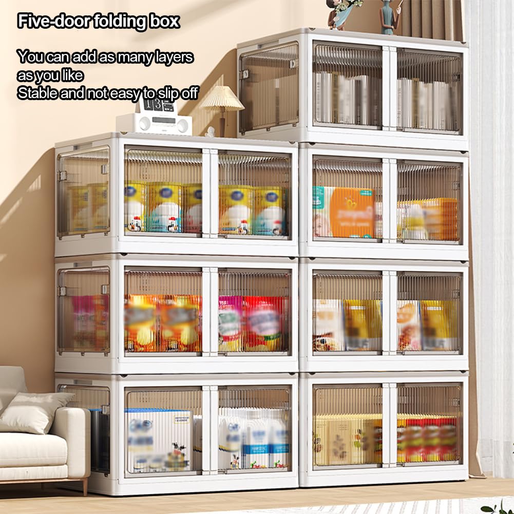 Clear Stackable Storage Box with Lid & Wheels for Home & Office
