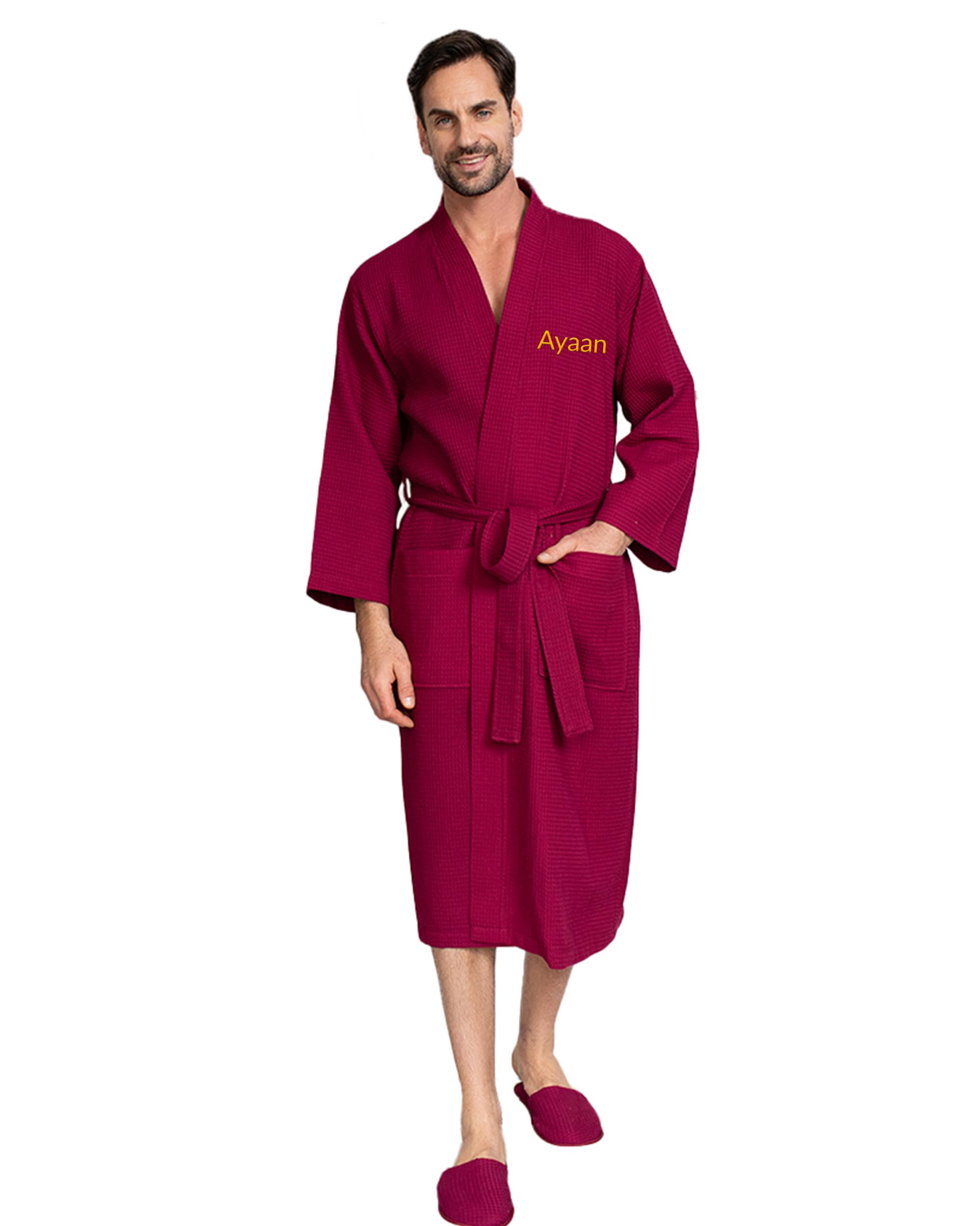 Luxury Soft Waffle Cotton Bath Robe for Men - Breathable SPA Robe with Pockets - Perfect for Home, Spa, and Relaxation After Shower or Pool