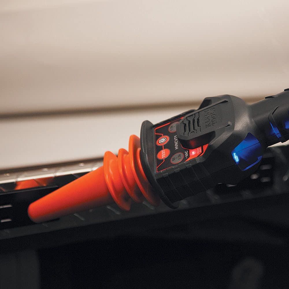 Klein Tools HVNCVT-1 Dual-Range Non-Contact Voltage Tester with Audio/Visual Alerts - Water Resistant High Voltage Detector with Carrying Case & Battery - Ideal for Electricians, HVAC Technicians & Home Safety Checks