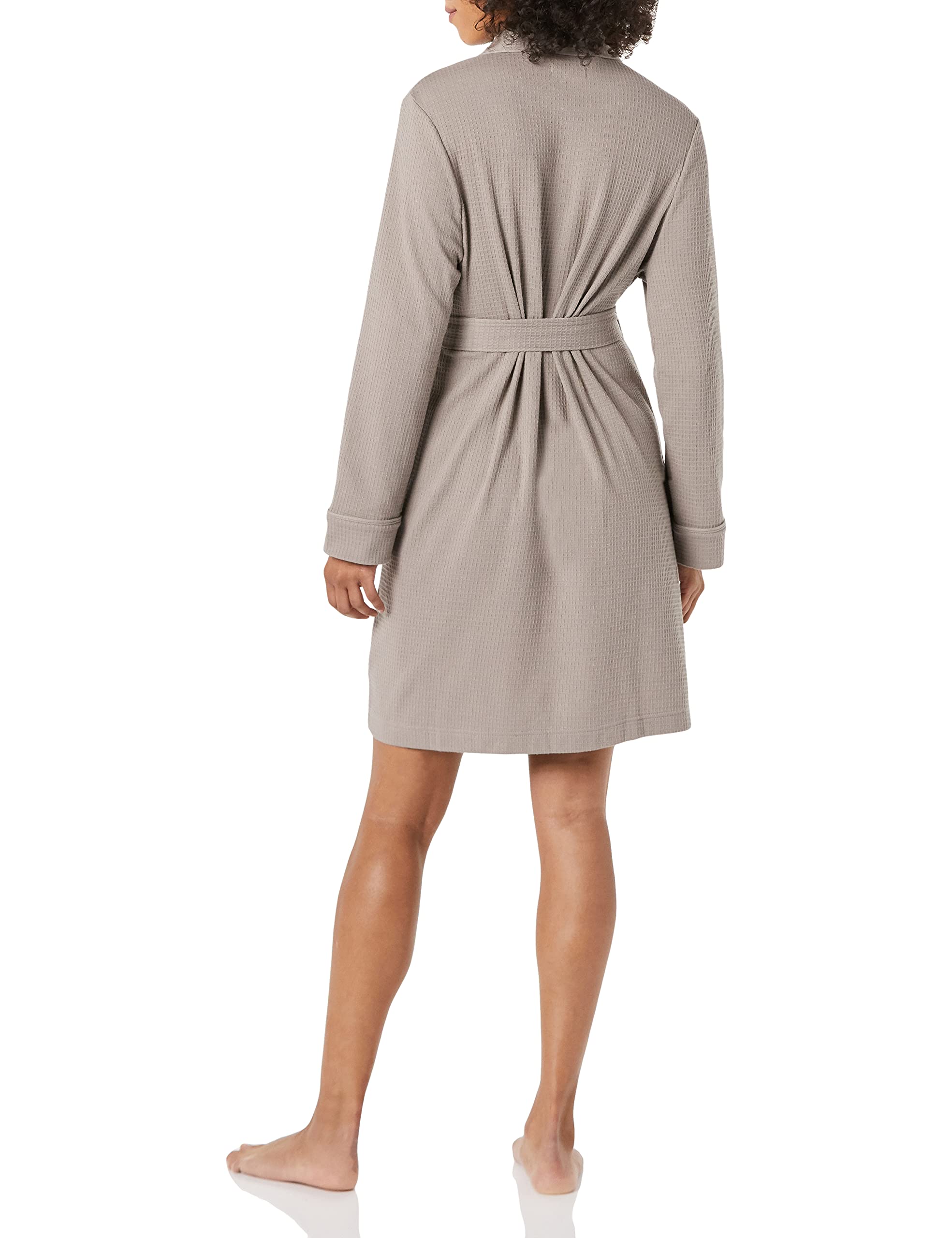 Amazon Essentials Women's Lightweight Waffle Mid-Length Robe - Soft & Breathable Bathrobe for Lounge & Spa - Plus Size Options Available - Perfect for Relaxing at Home, Post-Shower Comfort & Gift Giving