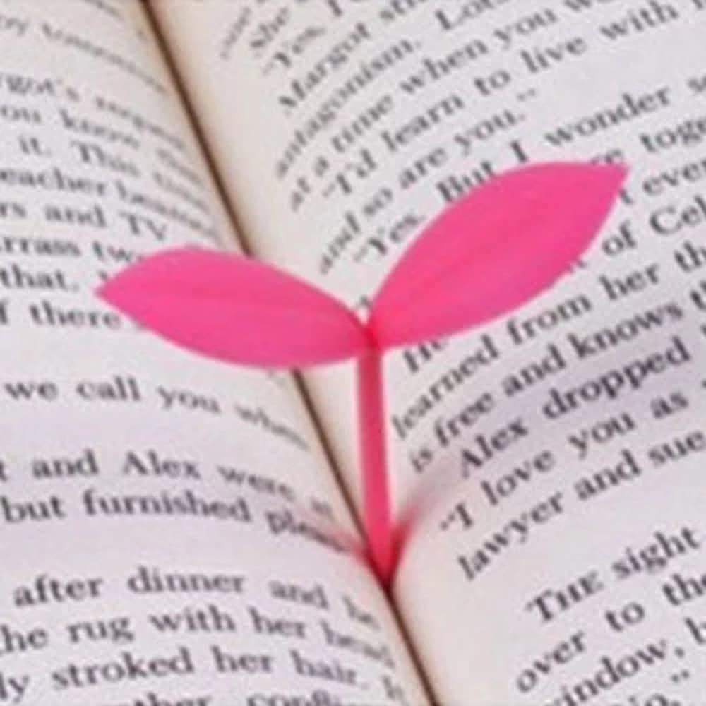 Mini Silicone Green Sprout Bookmarks - Cute Grass Bud Bookmark for Book Lovers & Readers - Creative Gift Idea for Bookworms - Perfect for Reading, Journals & Gifts (Pink)