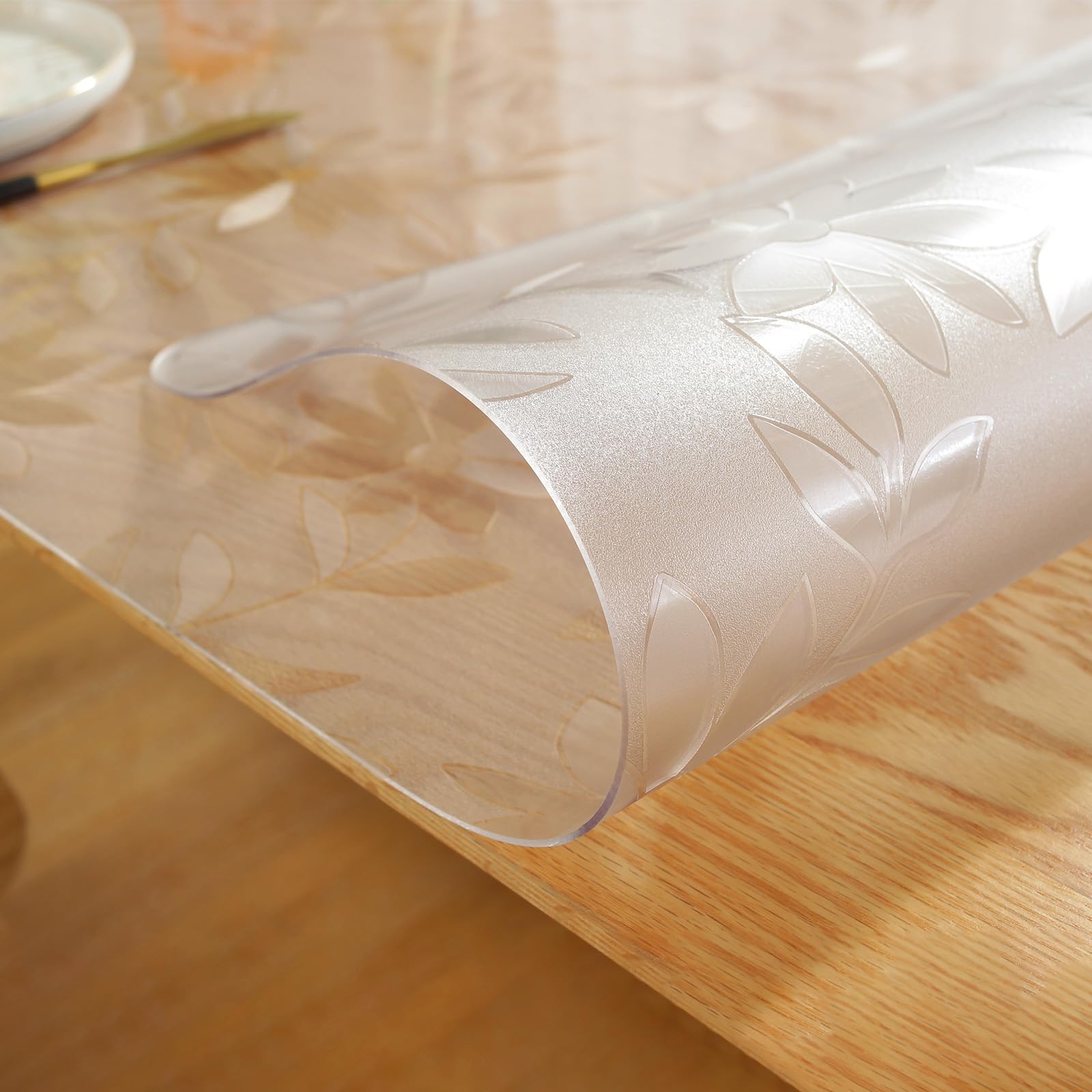 LovePads 1.5mm Thick 48x72 Inches Floral Table Protector, Frosted Waterproof PVC Table Cover for Dining Room & Kitchen, Durable Plastic Table Pad Mat for Wooden Tables, Perfect for Parties & Daily Use