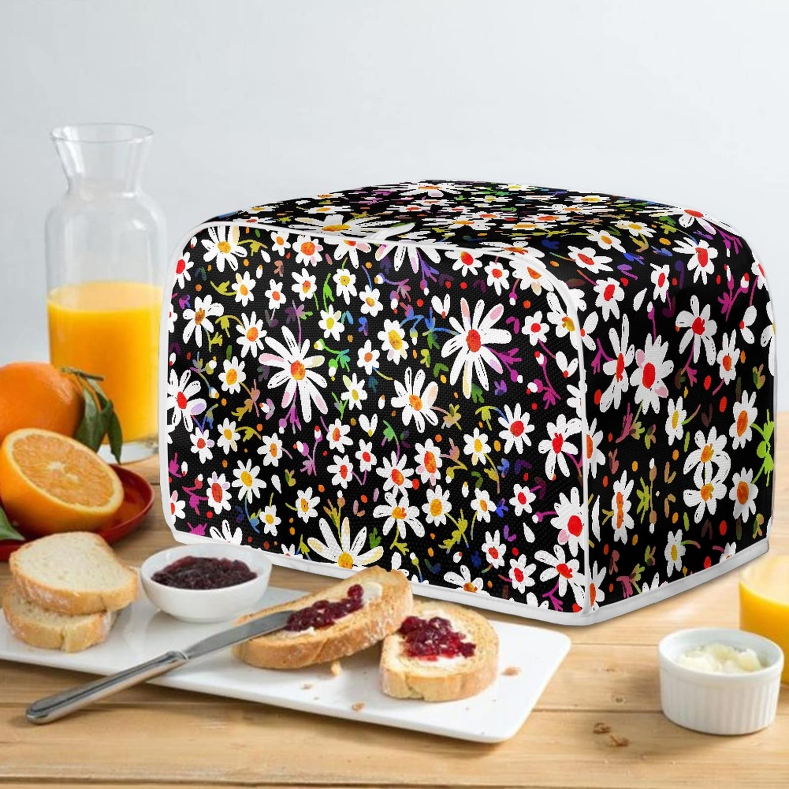 Dreaweet Abstract Daisy Toaster Cover - Dust Protection Bread Maker Cover - Stain Resistant & Machine Washable Kitchen Appliance Cover - Perfect for Home, Kitchen Decor & Holiday Gifts