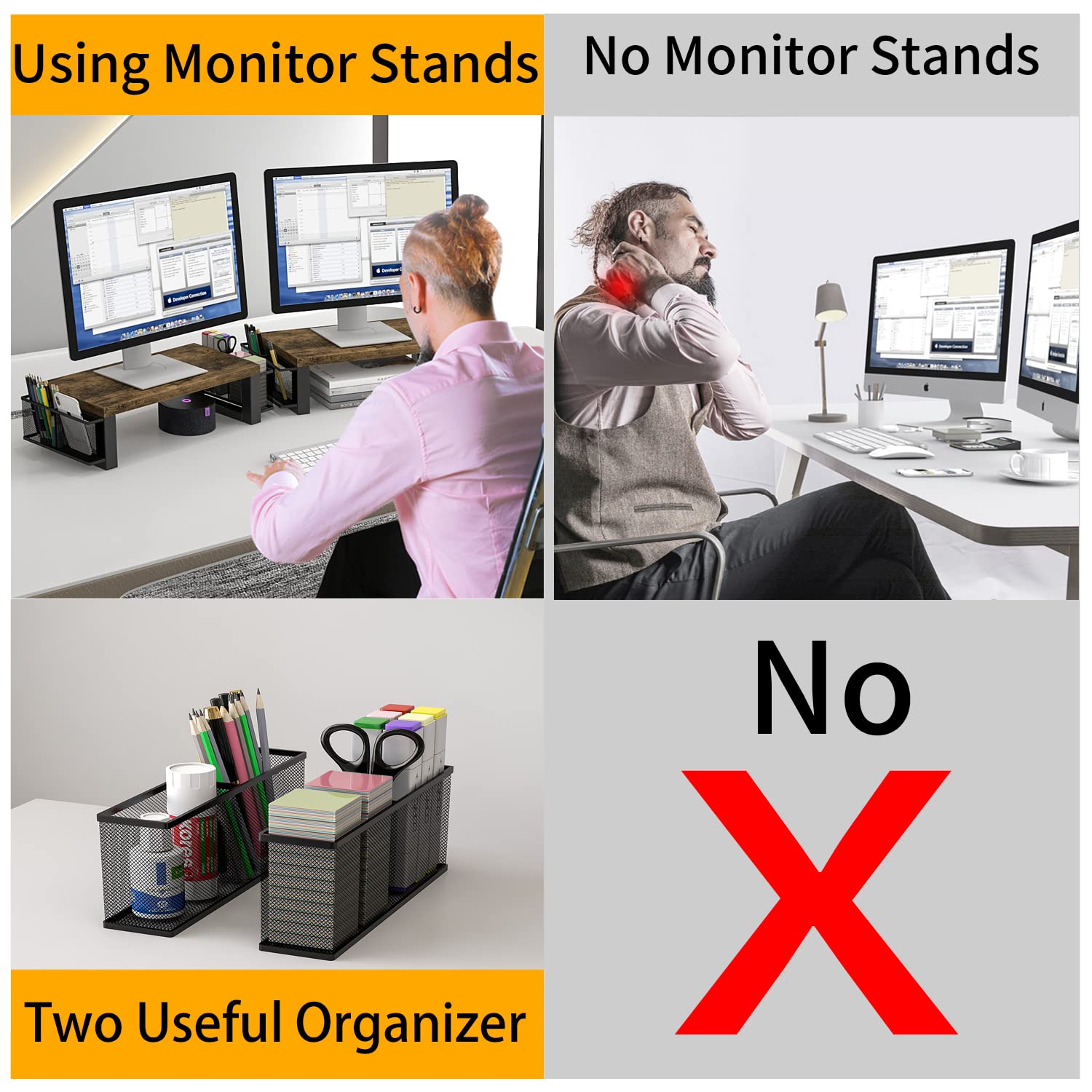WESTREE Monitor Stand Riser with Storage - Adjustable Desktop Computer Monitor Stand, Multi-Purpose Desk Organizer Shelf for Laptop PC - Perfect for Home Office, Gaming Setup & Workspace Organization