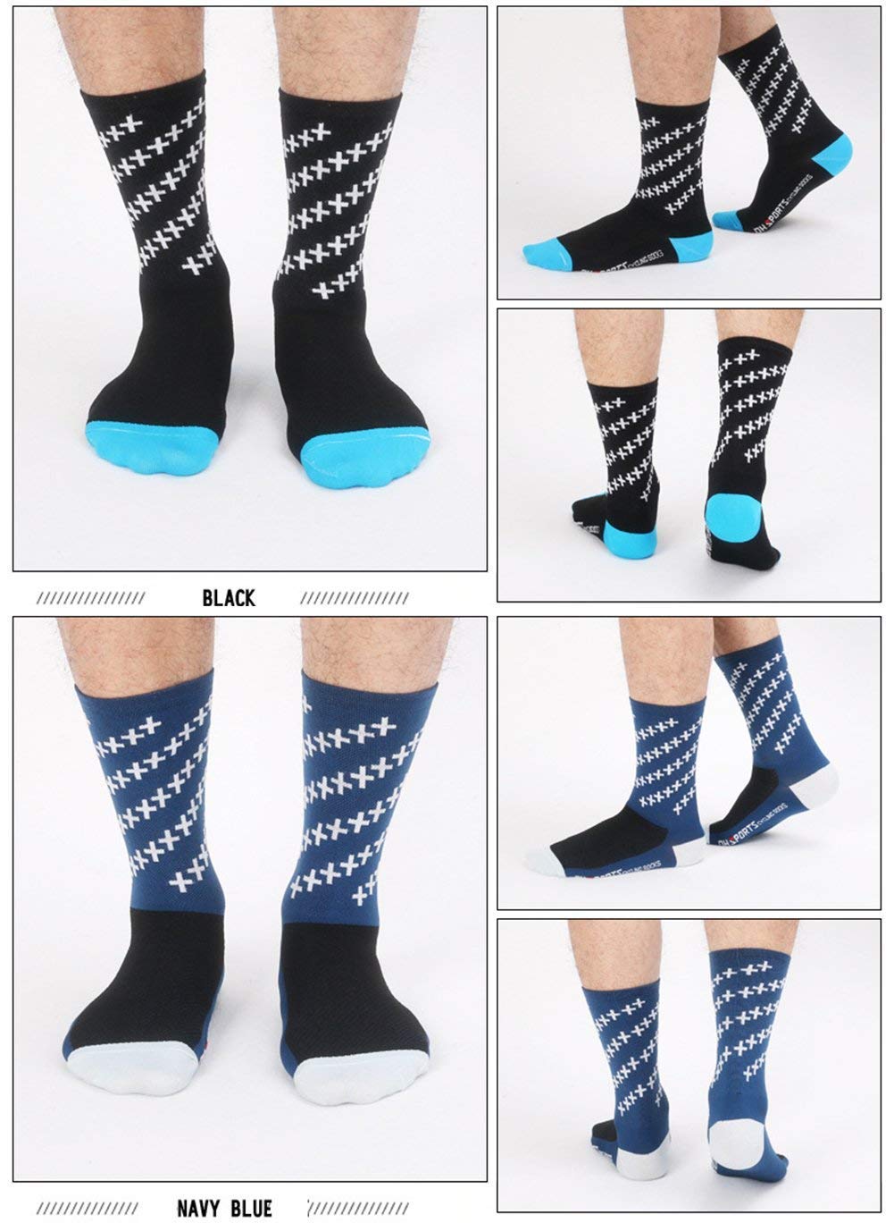 VWU 6-Pack Breathable Cycling Socks & 6-Pack Cushioned Soccer Socks for Men & Women - Perfect for Biking, Running & Sports Activities