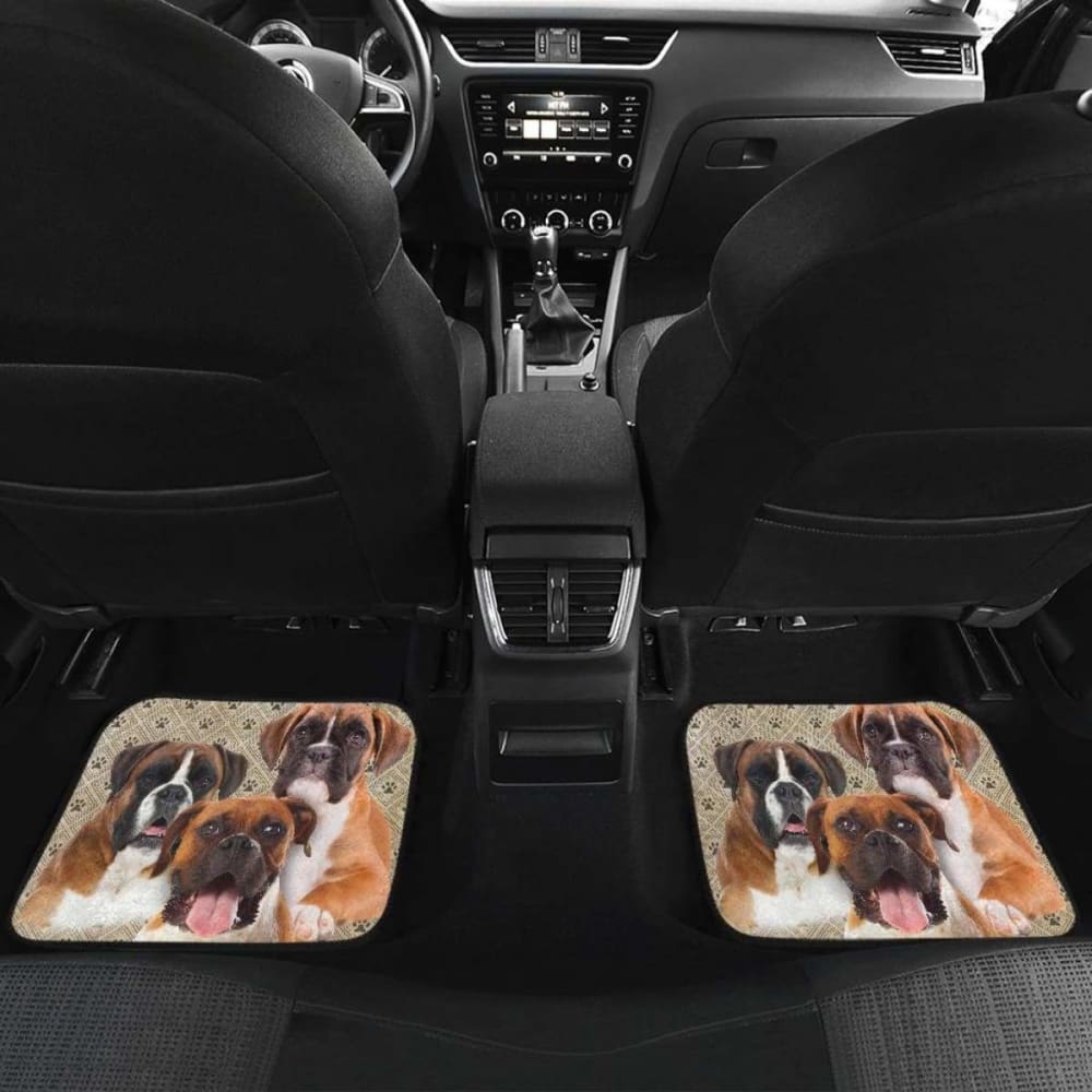 Funny Boxer Dog Car Floor Mats for Pet Lovers - Non-Slip, Waterproof Custom Fit Car Accessories for Dog Owners - Perfect for SUVs, Sedans & Trucks