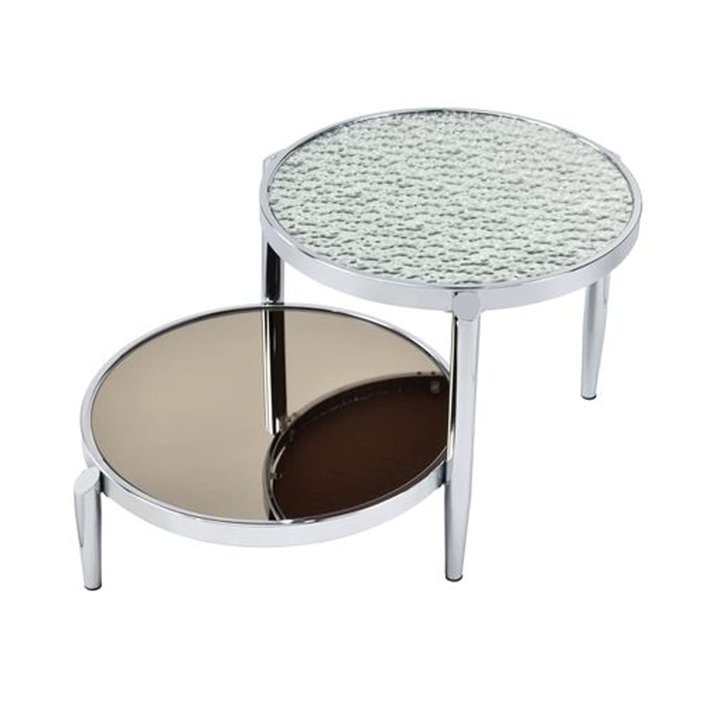 Benjara Modern Twin Top Coffee Table with Tubular Rounded Legs in Silver Finish - Perfect for Living Room, Lounge & Office Decor