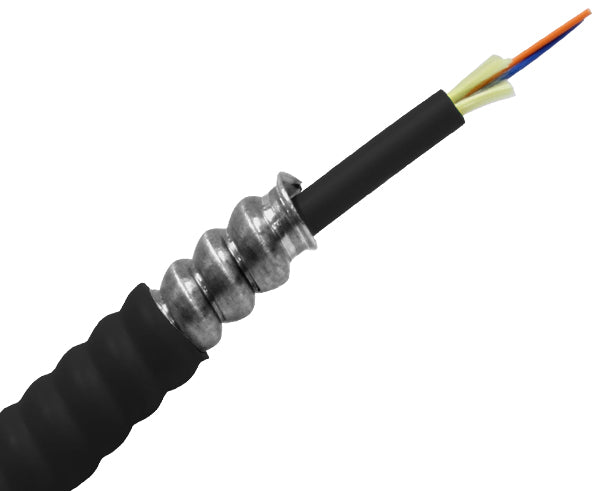 Armored Riser Fiber Optic Cable - Single Mode OS2 Corning Fiber - Indoor/Outdoor OFCR Cable (Per Foot) - Perfect for Data Centers, Telecom Networks & Harsh Environments