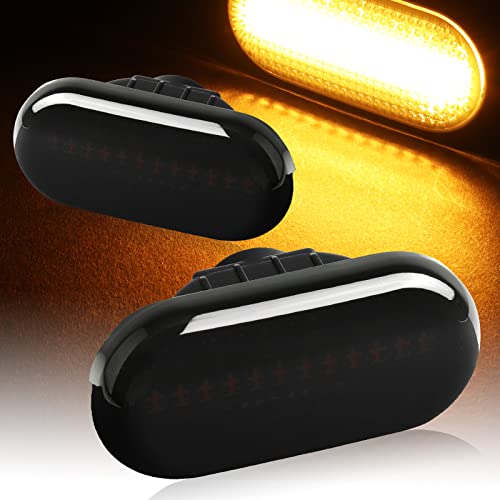 HYPERSPEED Smoke Lens Amber LED Front Side Marker Lights & Turn Signal Lamp Assembly (2PCS) - Compatible with Honda Civic, Accord, Fit, Jazz, CR-V, Odyssey & Acura RSX - Durable Car Replacement Parts & Accessories for Enhanced Visibility & Style
