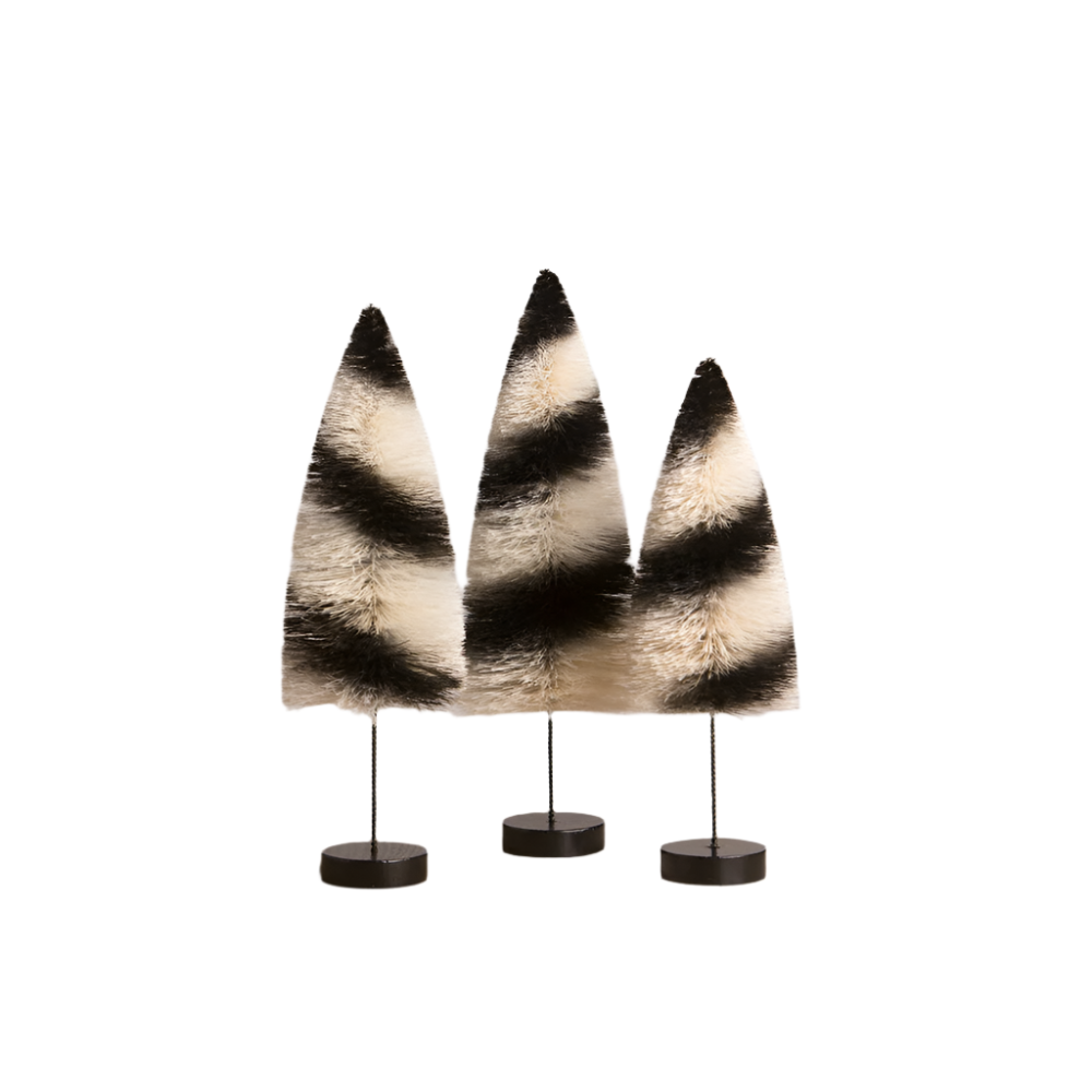 Bethany Lowe Designs Black Striped Delight Trees S3 - Vintage Christmas Decor for Holiday Home & Party Decorations