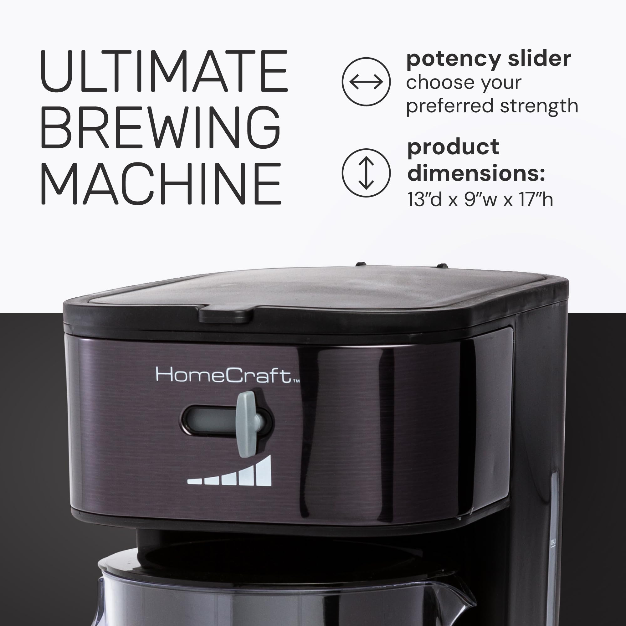 Homecraft 3-Quart Iced Coffee and Tea Maker with Removable Filter Basket, Flavor Enhancer & Adjustable Brew Strength - Perfect for Summer Drinks, Iced Tea Parties & Refreshing Cold Brew at Home