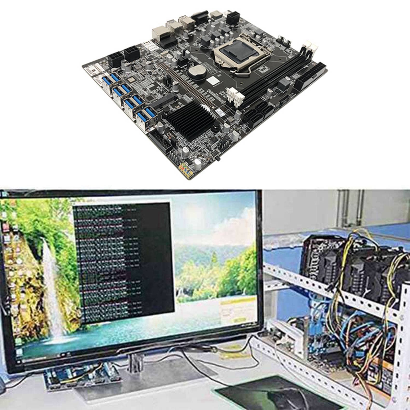 Vorfaove B75 BTC Mining Motherboard Bundle - 2X B75 Motherboard, Intel G1620 CPU, SATA Cable, LGA1155 Socket, 8X PCIE Slots, USB Adapter, DDR3 Support, MSATA - Perfect for Bitcoin Mining Rigs and Crypto Mining Setup