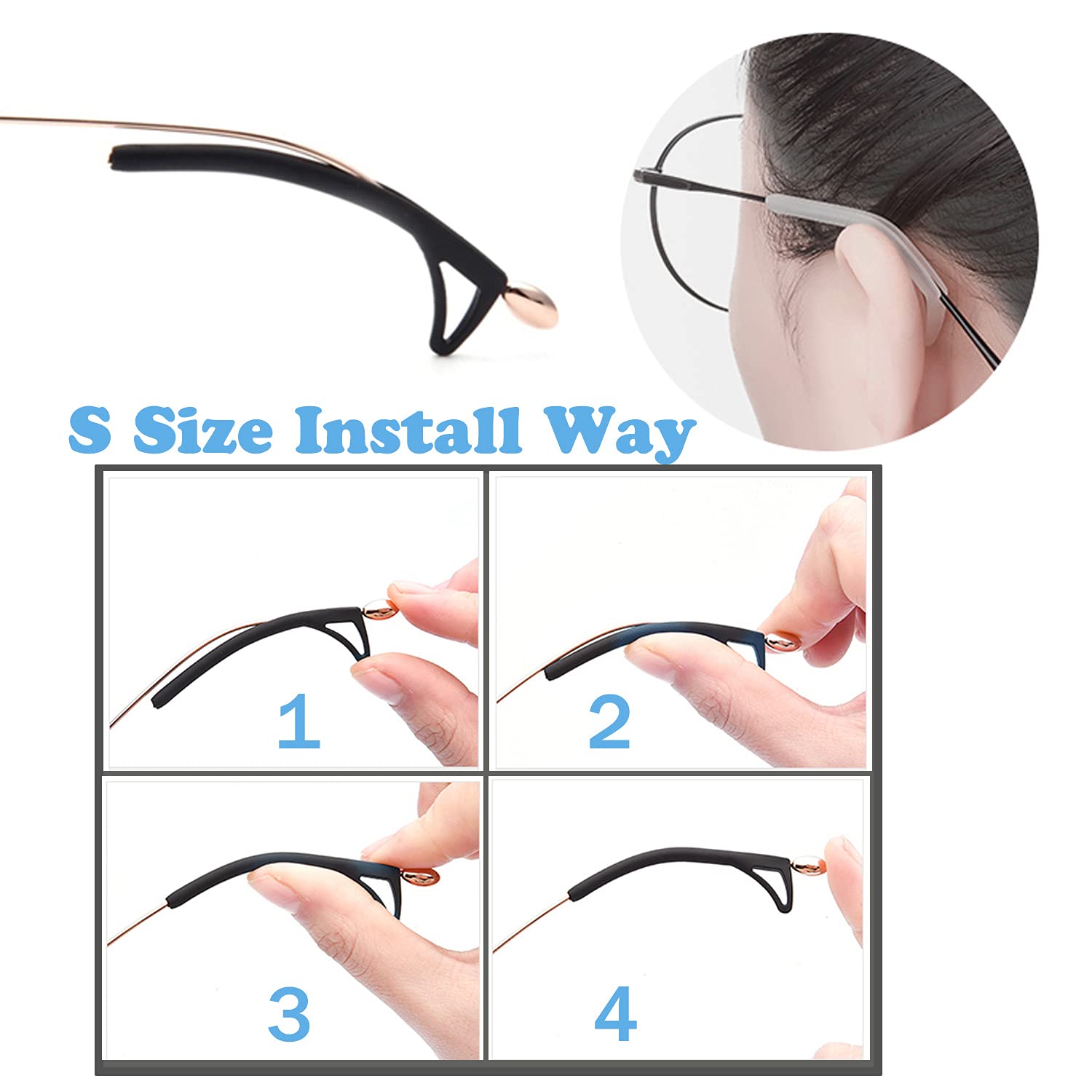 6 Pairs Anti-Slip Eyeglass Ear Grips with Hook Design - Comfortable Glasses Sleeves for Sports, Reading & Daily Wear - Secure Fit for Active Lifestyles