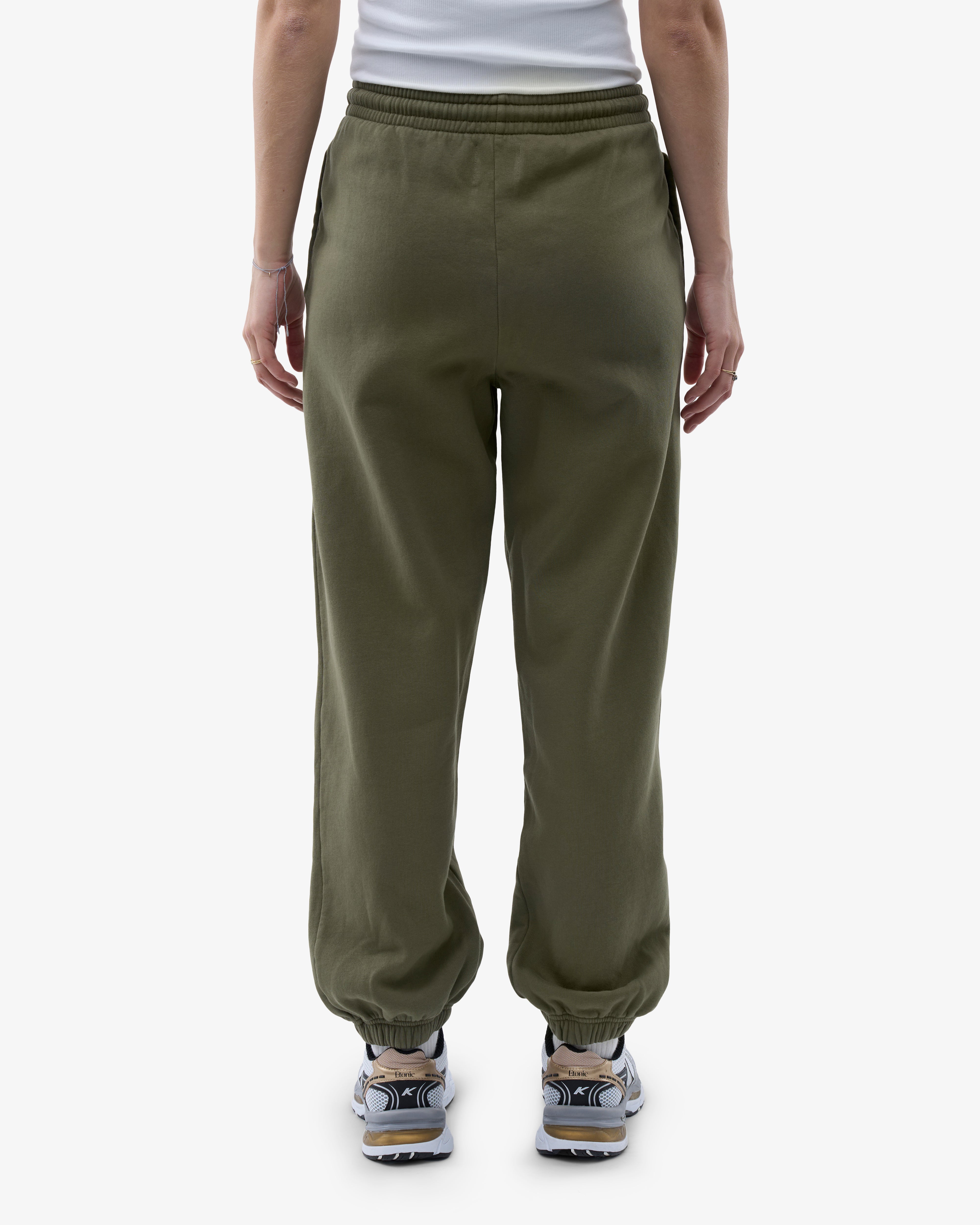 Organic Relaxed Sweatpants for Women - Soft Cotton Lounge Pants in Dusty Olive - Perfect for Yoga, Home & Casual Wear