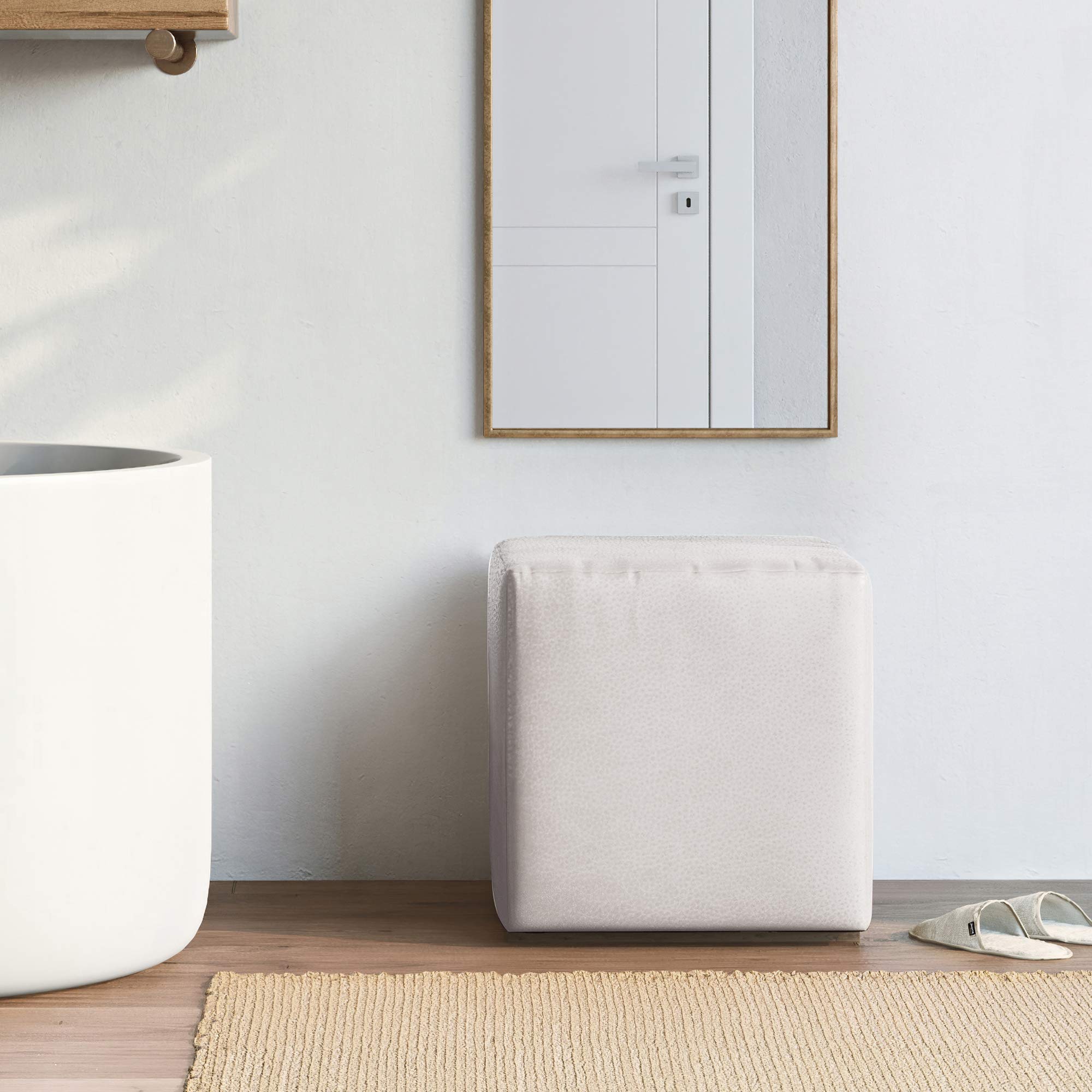 Howard Elliott Replacement Slipcover for Universal Cube Ottoman - 100% Polyurethane Fabric, Avanti White - Perfect for Living Room, Bedroom & Office Decor