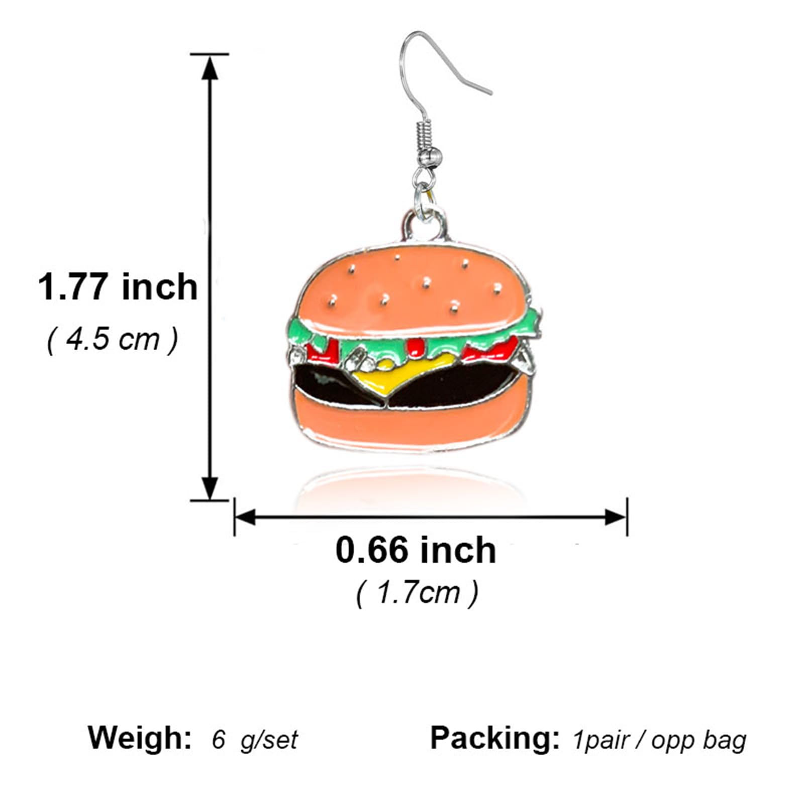 Handmade Mini Food Earrings - Cute French Fries, Pizza, Hot Dog & Beer Enamel Dangle Earrings for Women | Unique Funny Jewelry Gift for Food Lovers, Party, Cosplay & Daily Wear