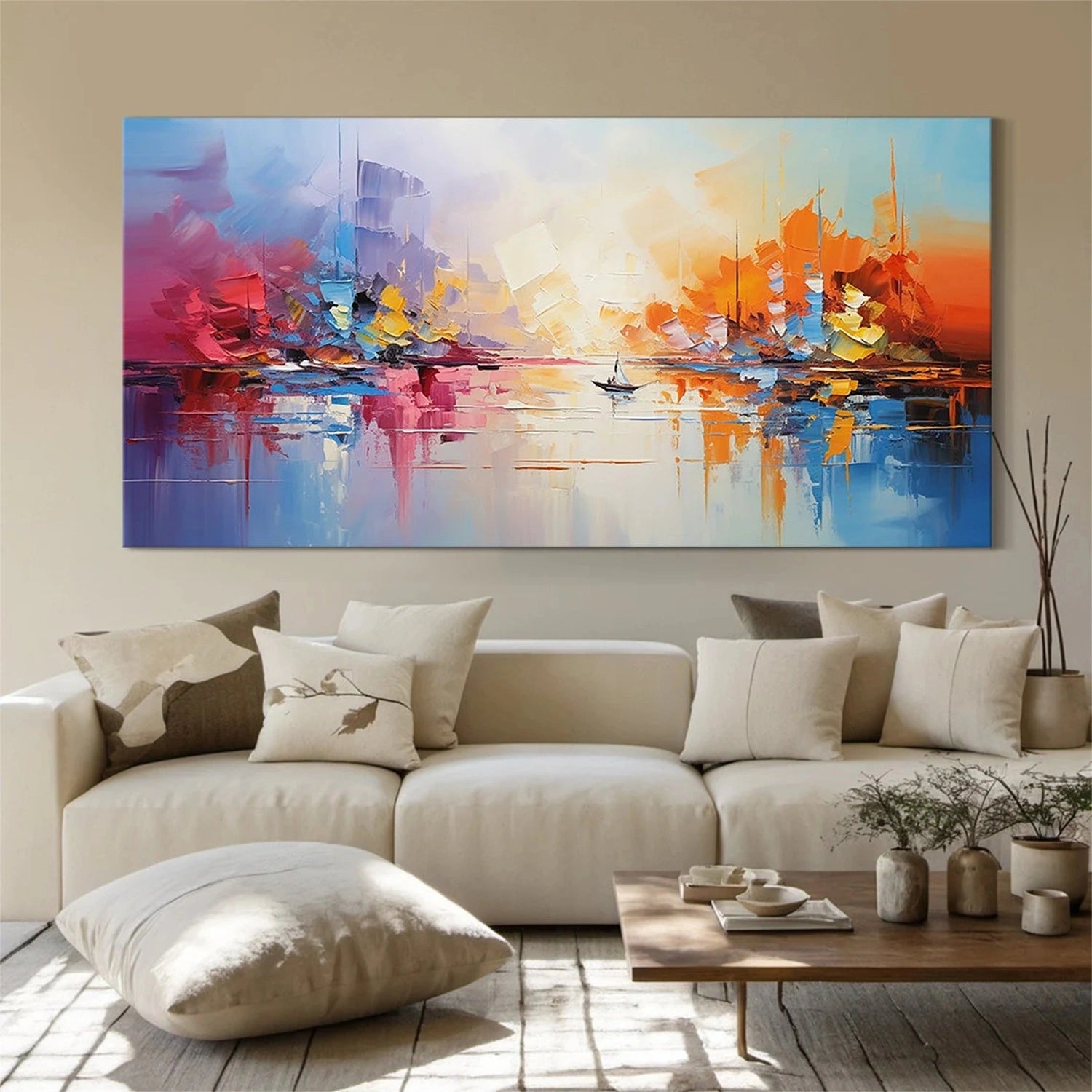 Abstract Painting #AB 303 - Modern Wall Art Decor for Living Room, Bedroom & Office - Handmade Canvas Artwork