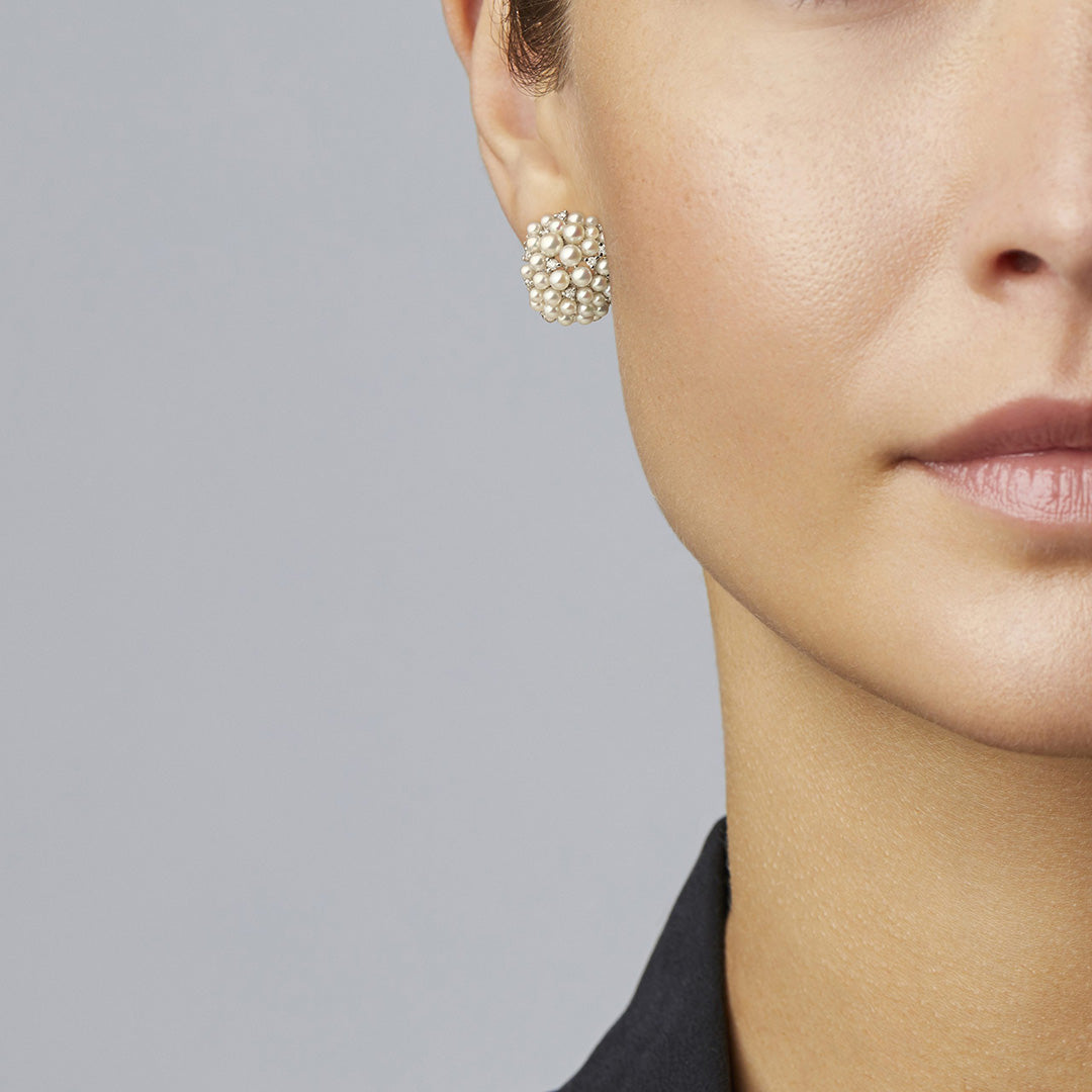Paul Morelli Large Lagrange Pearl Snap Hoop Earrings - Elegant Pearl Dangle Earrings for Women, 18K Gold Plated, Perfect for Weddings, Parties & Special Occasions
